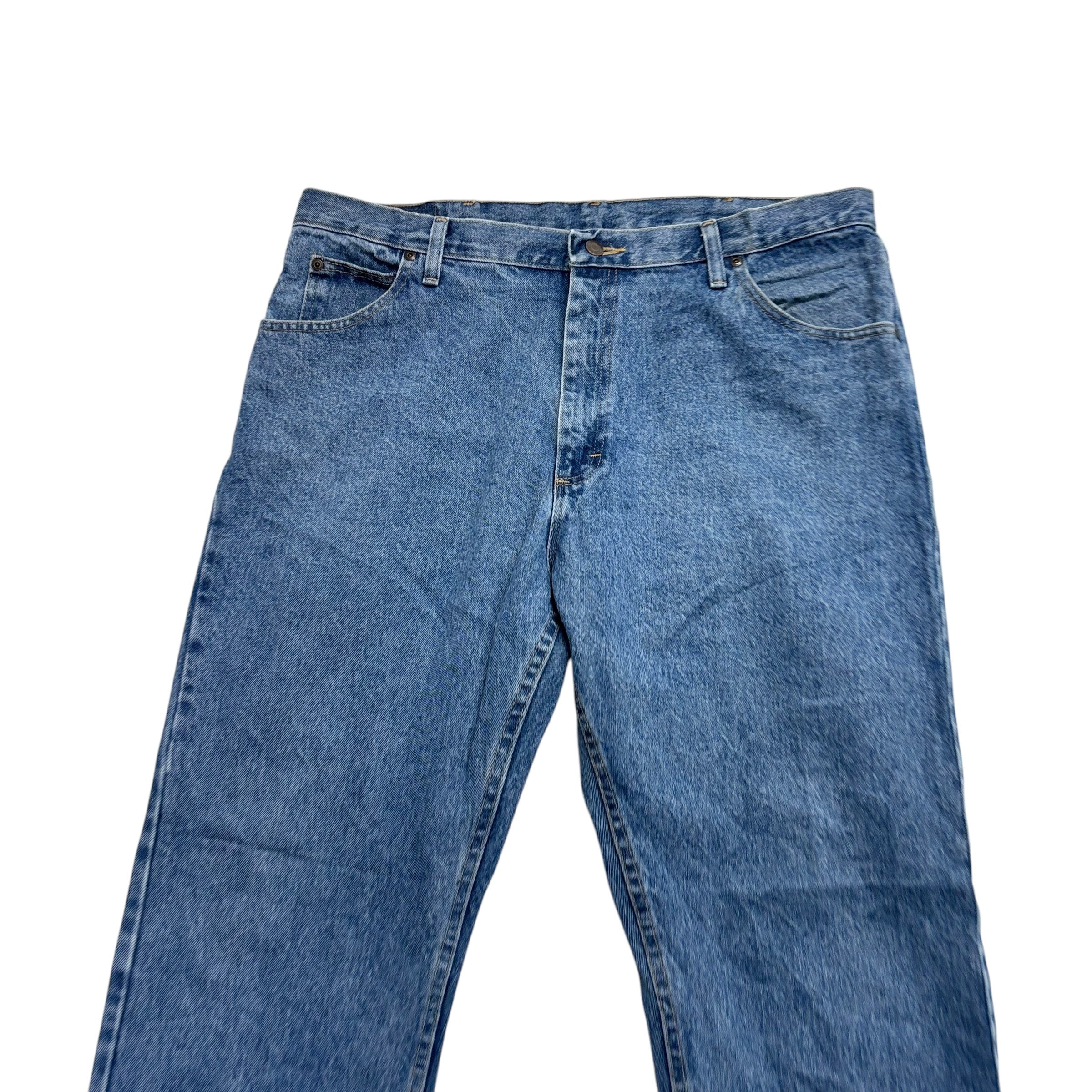 Wrangler Jeans W40 L30 Mens Mid Blue Regular Straight Fit Denim (E)
