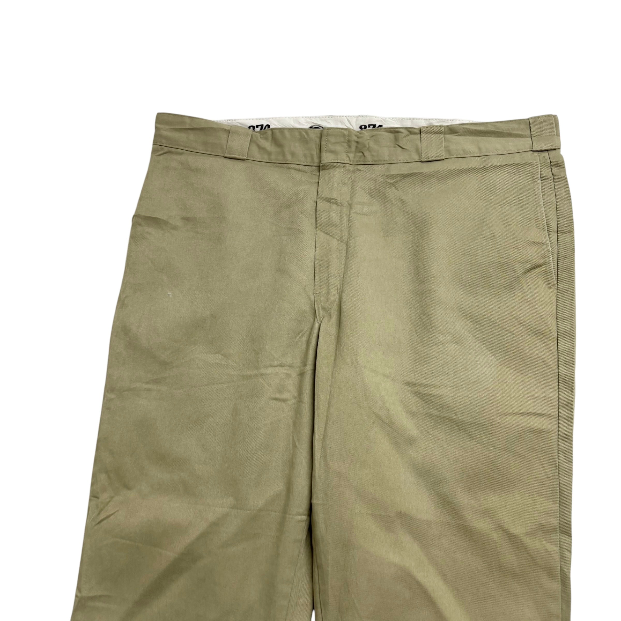 Dickies 874 Trousers W42 L30 Mens Beige Khaki Pants Original Fit Workwear