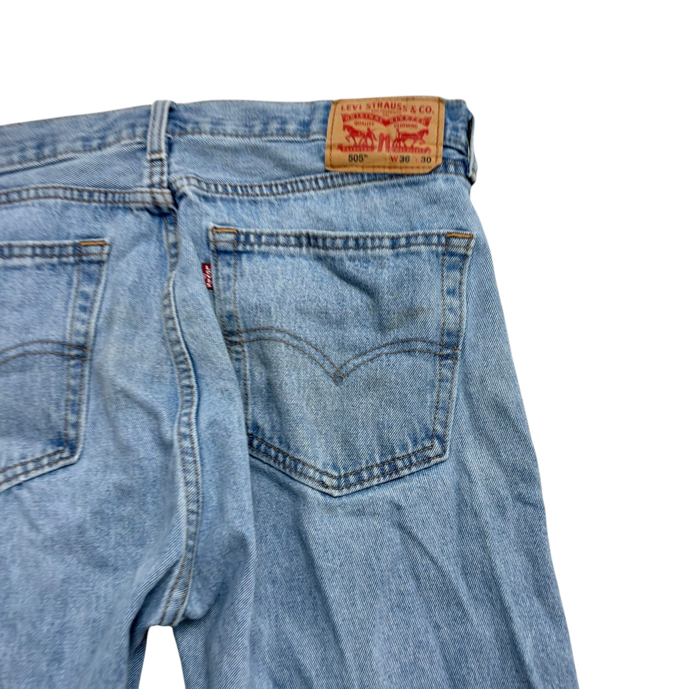 Levis 505 Jeans W36 L30 Mens Light Blue Regular Straight Fit Denim (F)