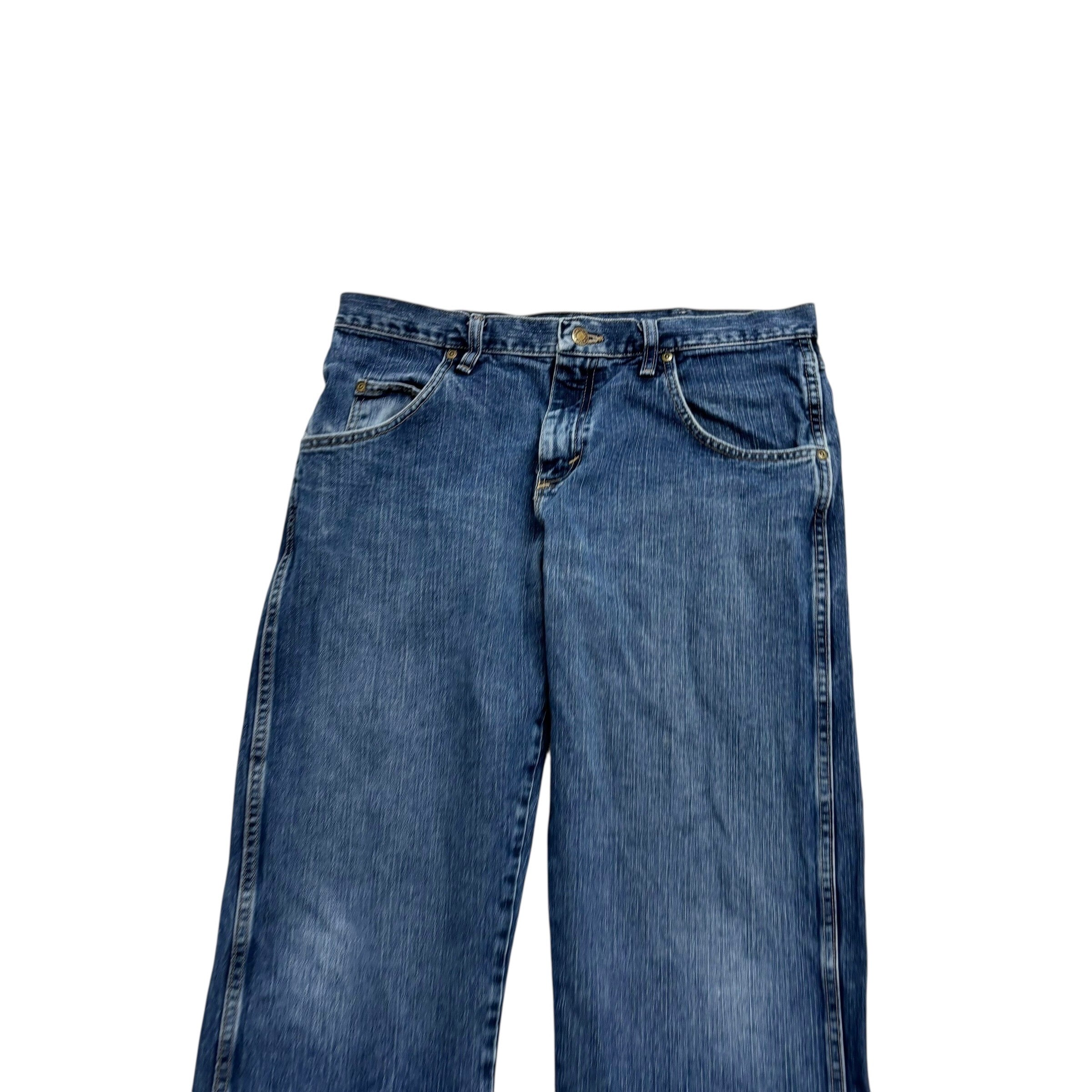 Wrangler Jeans W34 L30 Mens Mid Blue Relaxed Straight Fit Vintage Denim