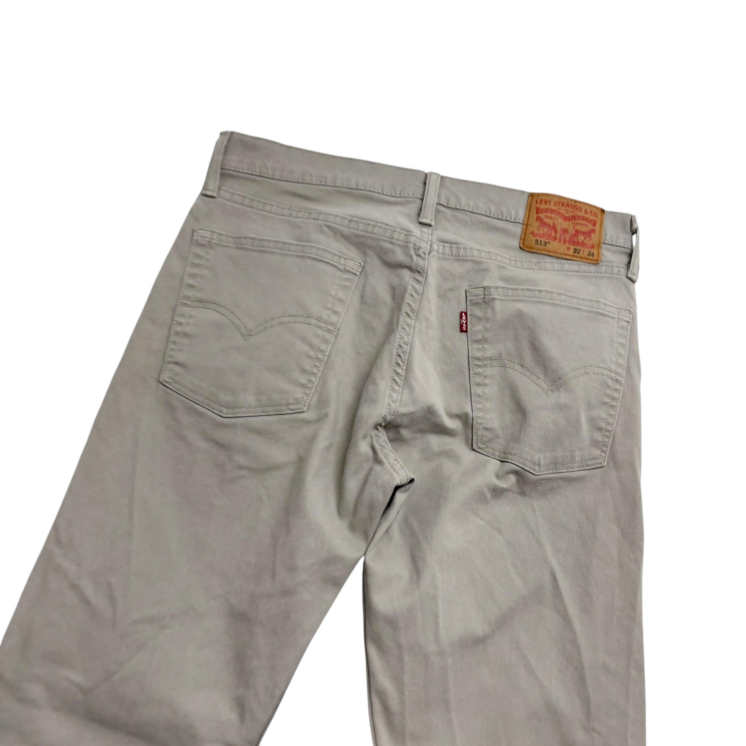 Levis 513 Jeans W32 L34 Mens Beige Stone Slim Straight Fit Stretch (E)