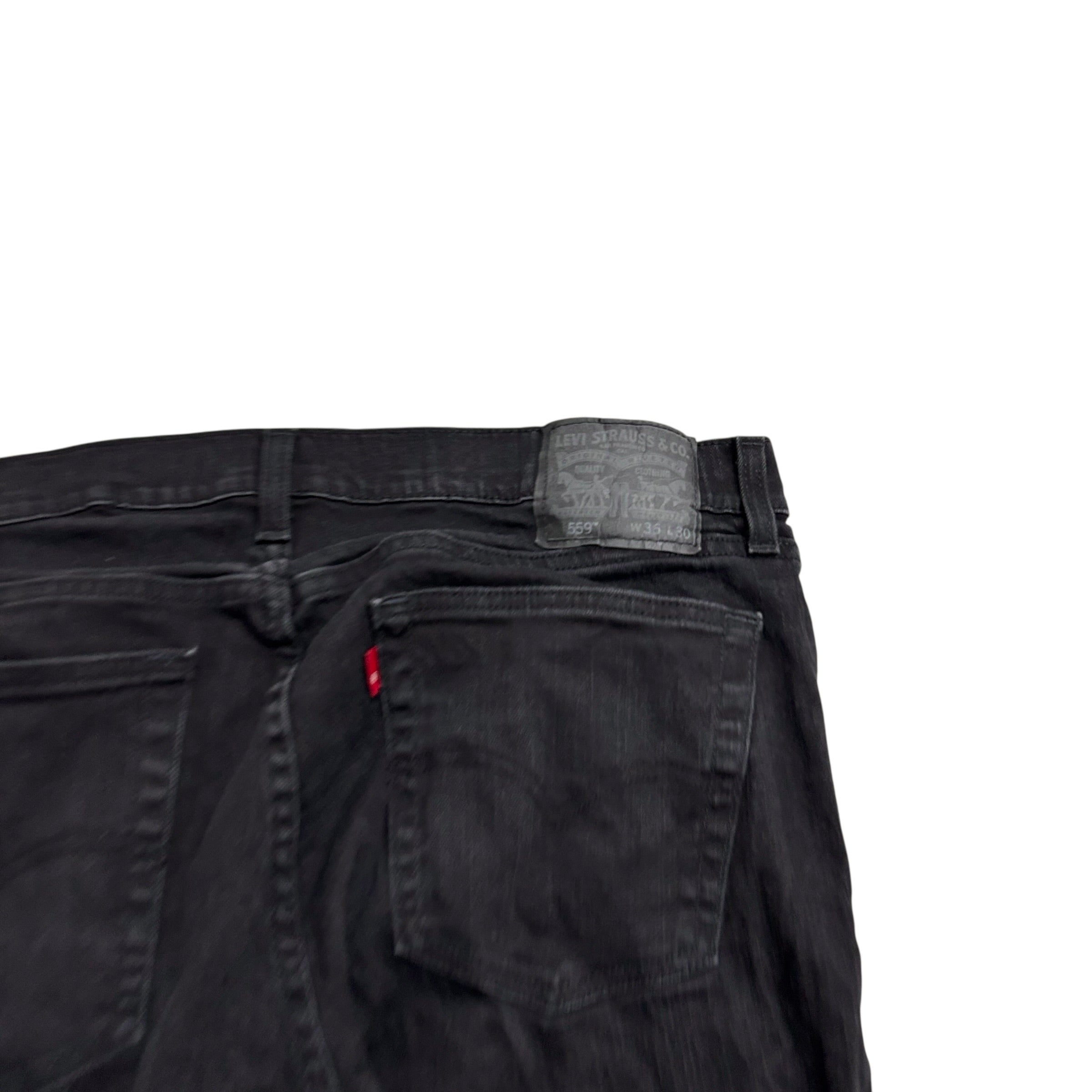 Levis 559 Jeans W36 L30 Mens Black Regular Straight Fit Stretch Denim (E)