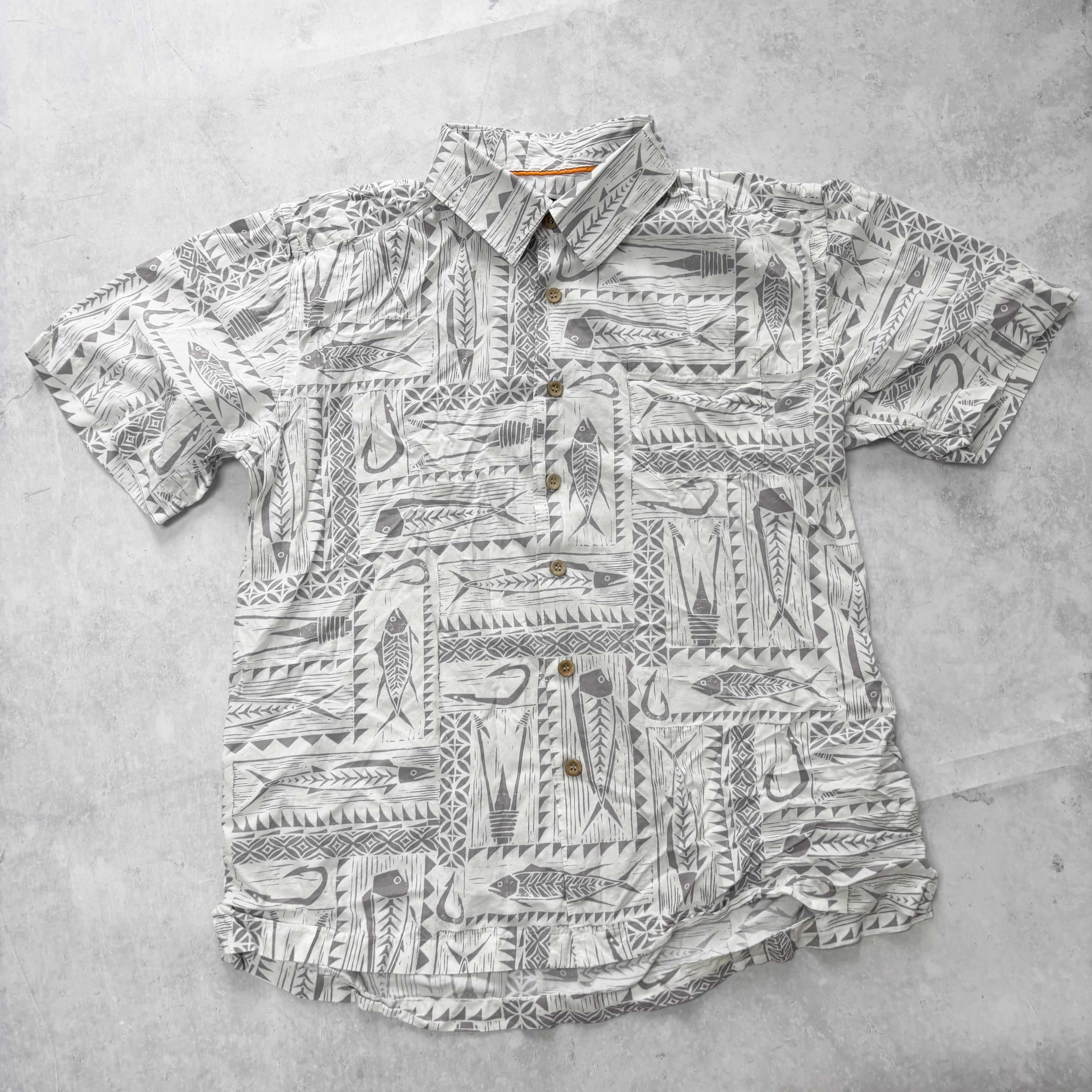 Quiksilver Hawaiian Shirt Mens Small White Aloha Short Sleeve Cotton (E)