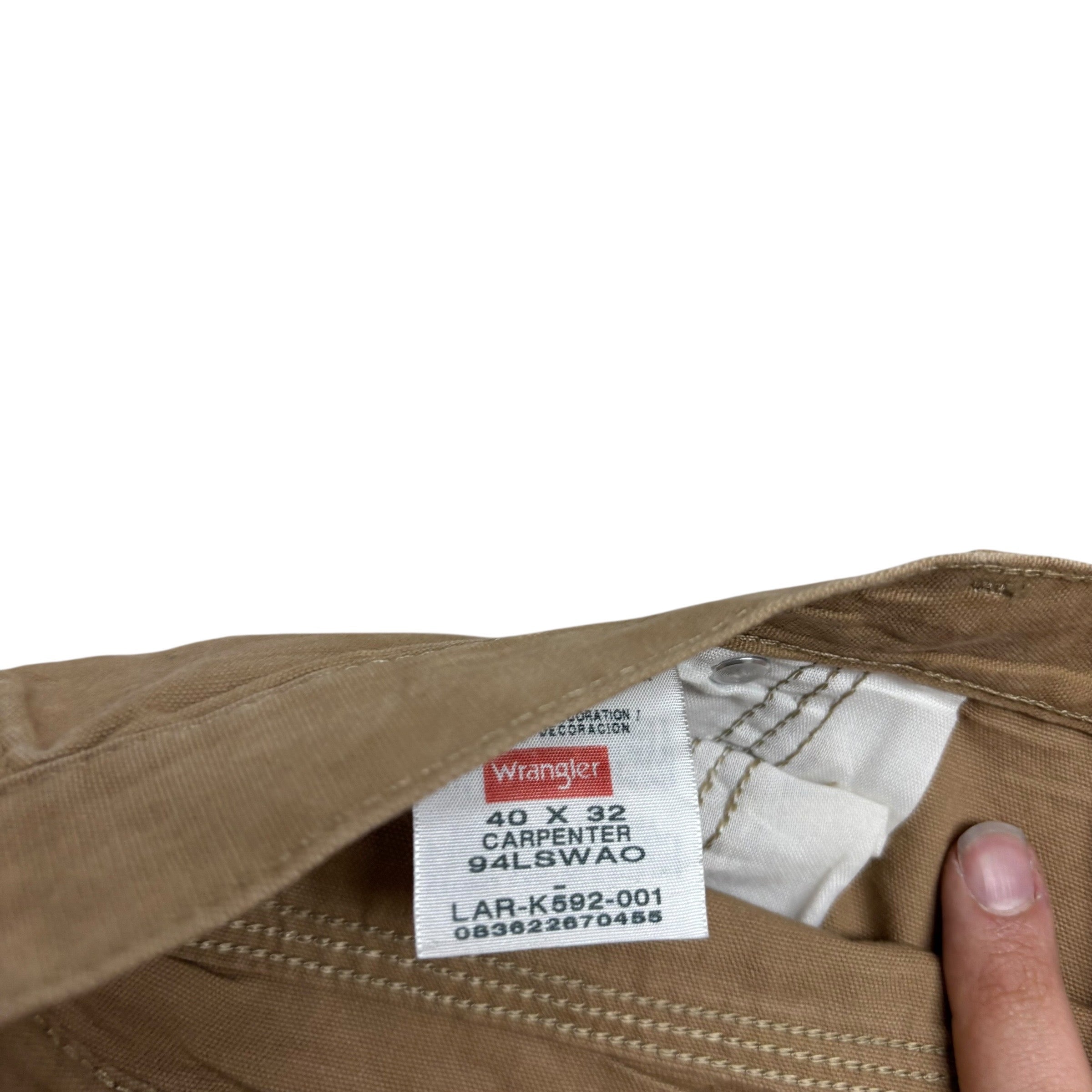 Wrangler Carpenter Pants W42 L32 Mens Tan Relaxed Straight Fit Trousers (E)