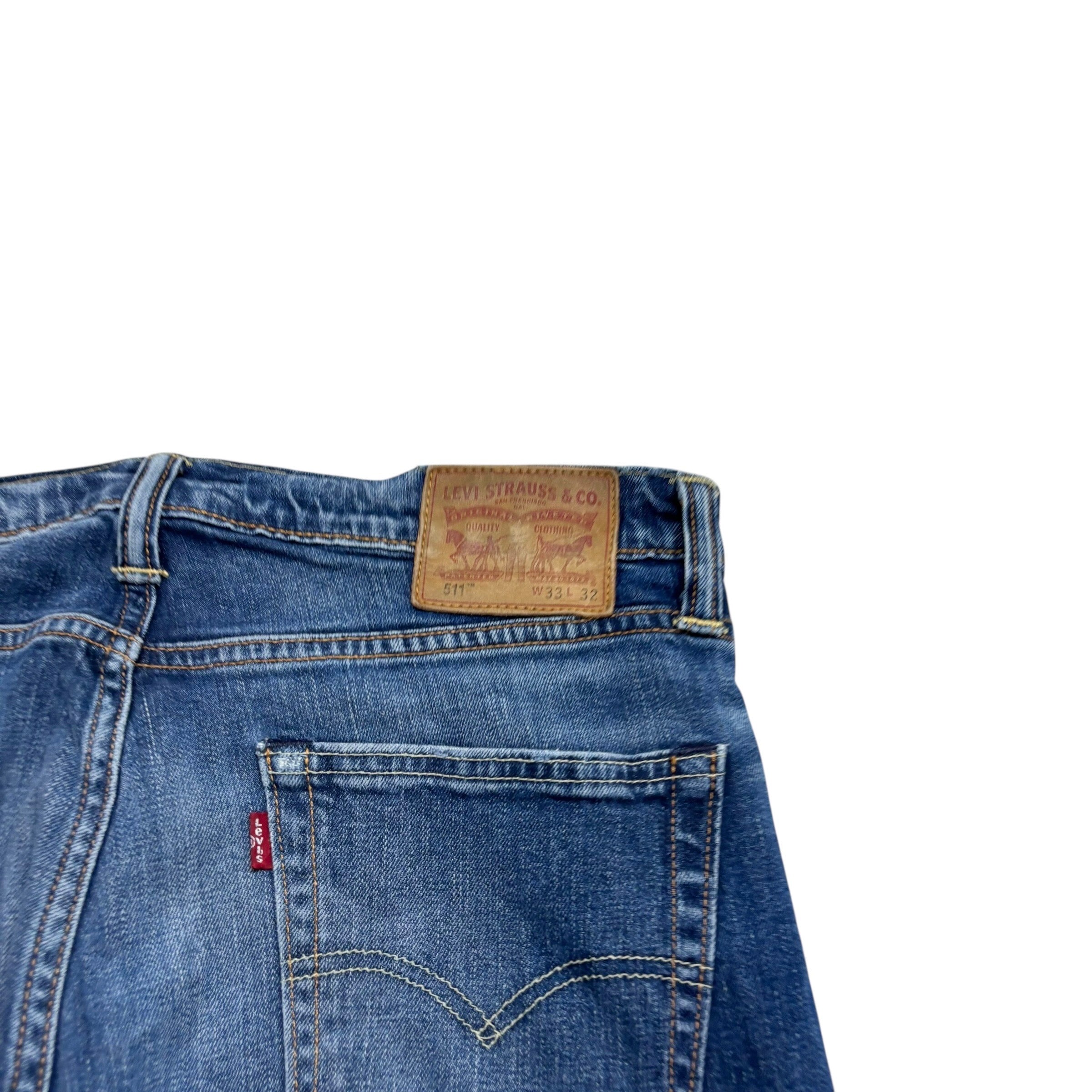 Levis 511 Jeans W33 L32 Mens Mid Blue Slim Fit Stretch Denim