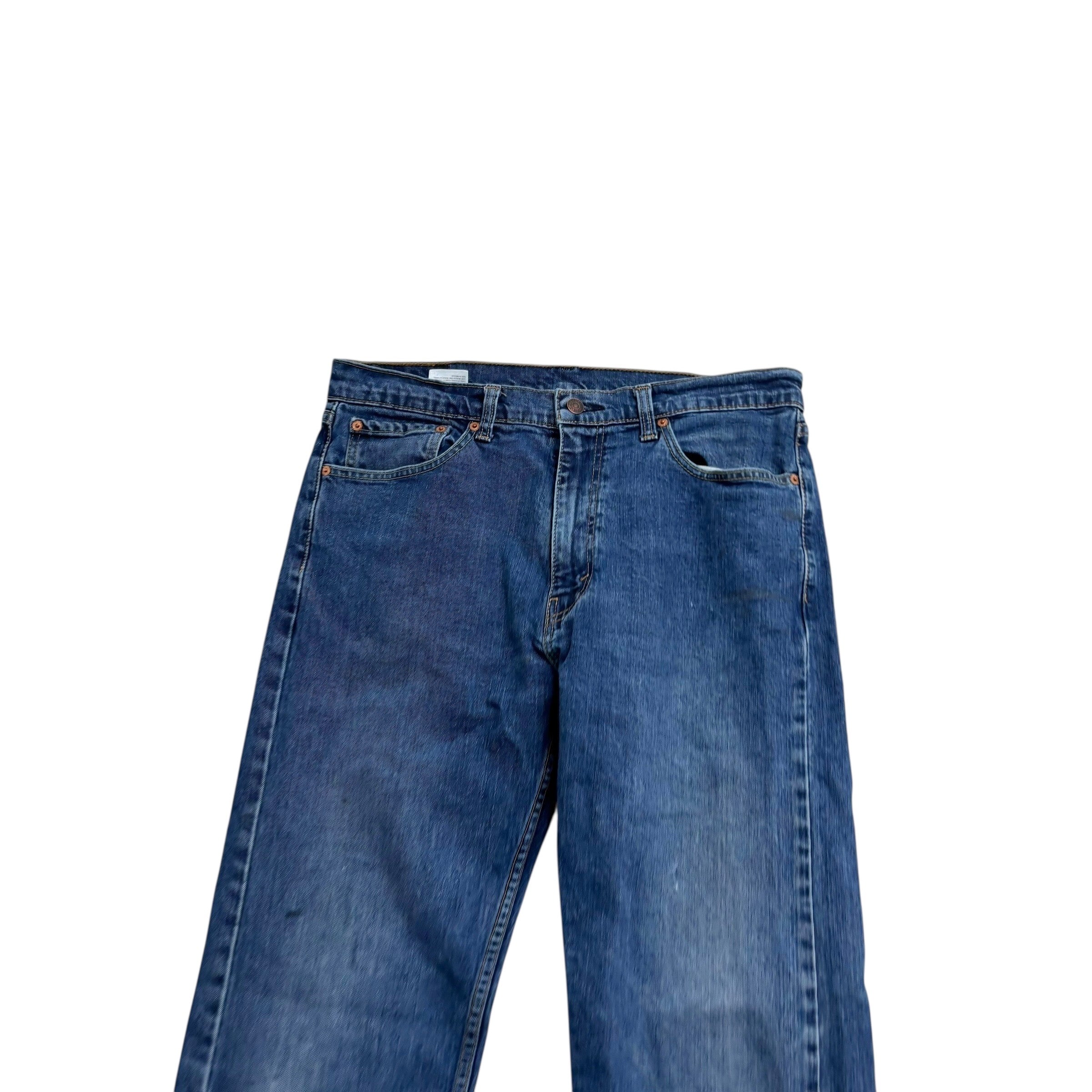 Levis 505 Jeans W34 L34 Mens Mid Blue Regular Straight Fit Stretch Denim (F)