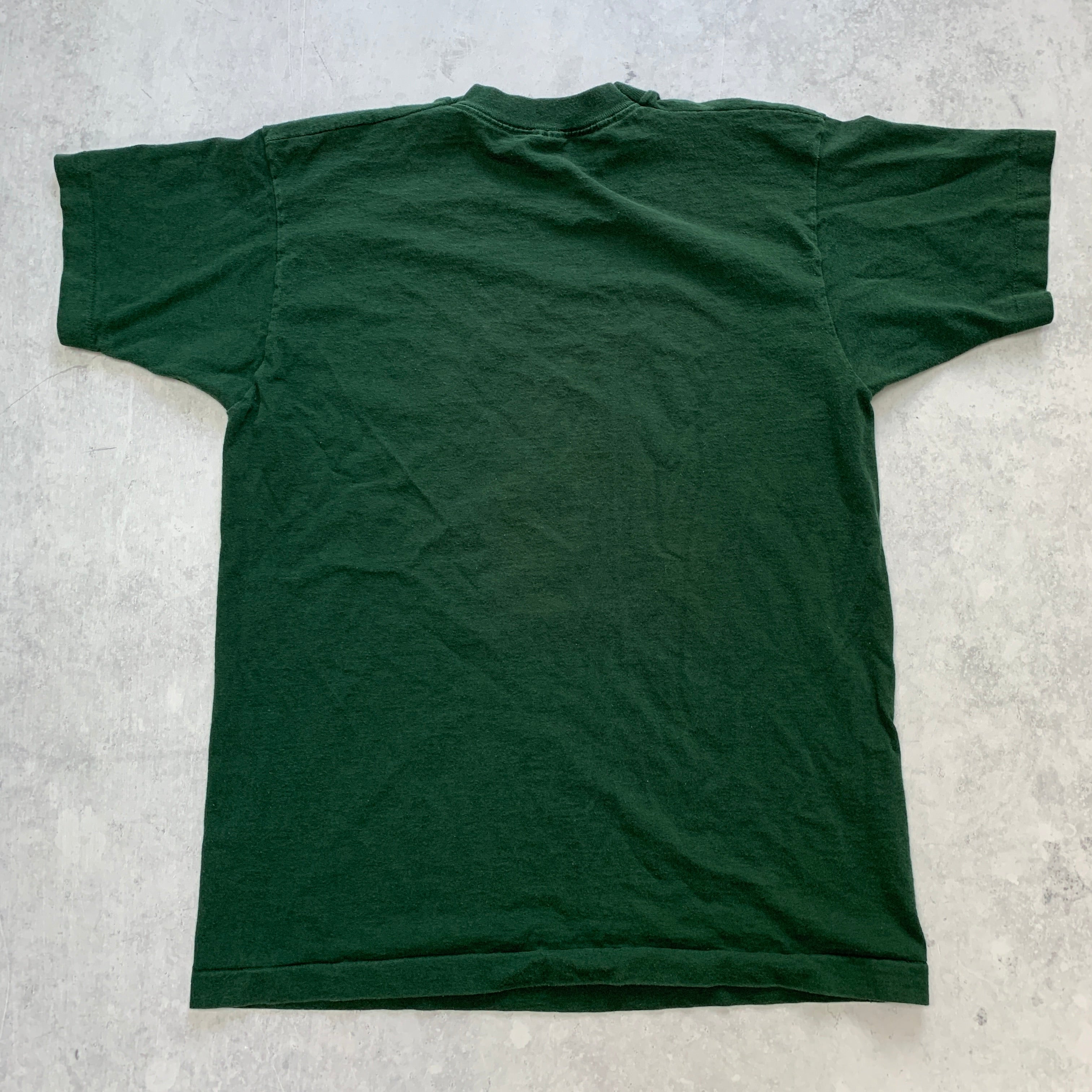 Vintage T Shirt Mens Large Green Single Stitch Graphic Print 90s USA Run Race