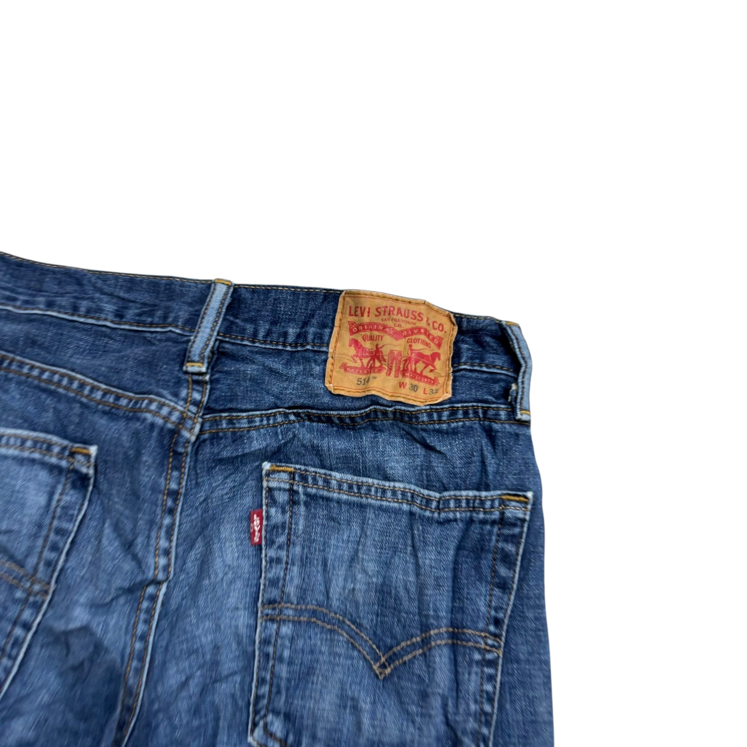 Levis 514 Jeans W30 L32 Mens Dark Blue Regular Straight Fit Denim (F)