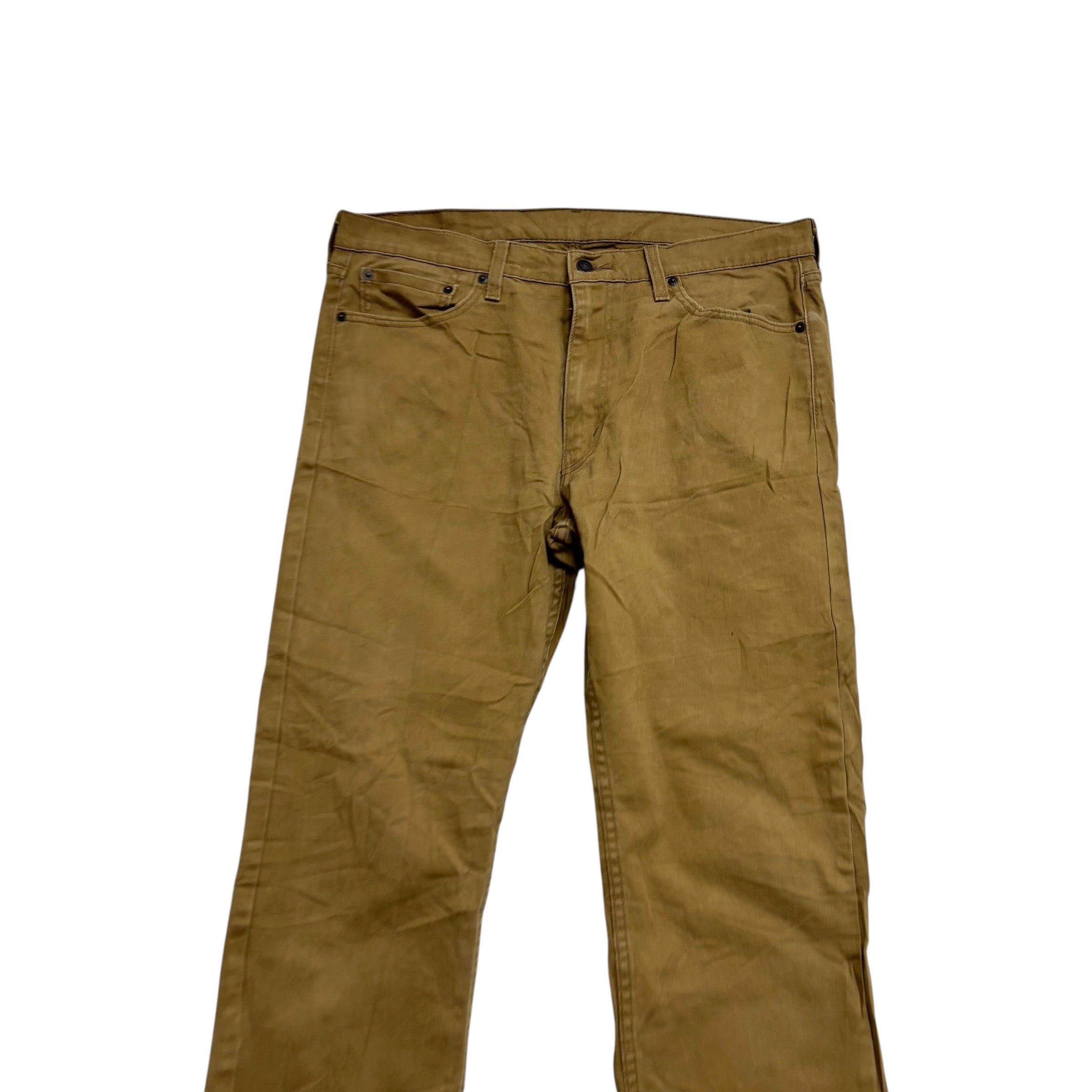 Levis 513 Jeans W36 L34 Mens Brown Tan Slim Straight Fit Stretch