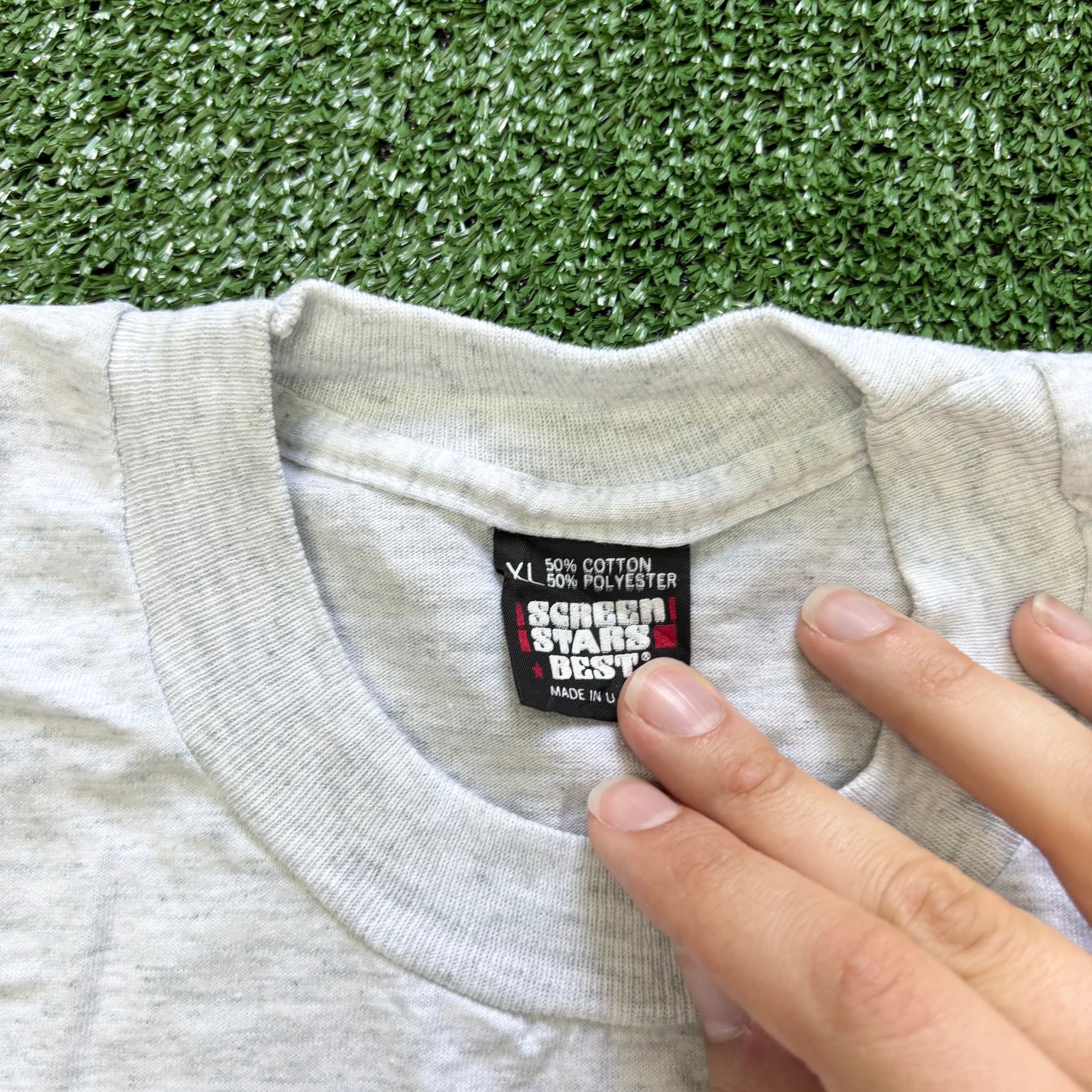 Vintage T Shirt Mens XL Grey Single Stitch Graphic Print 90s USA (E)