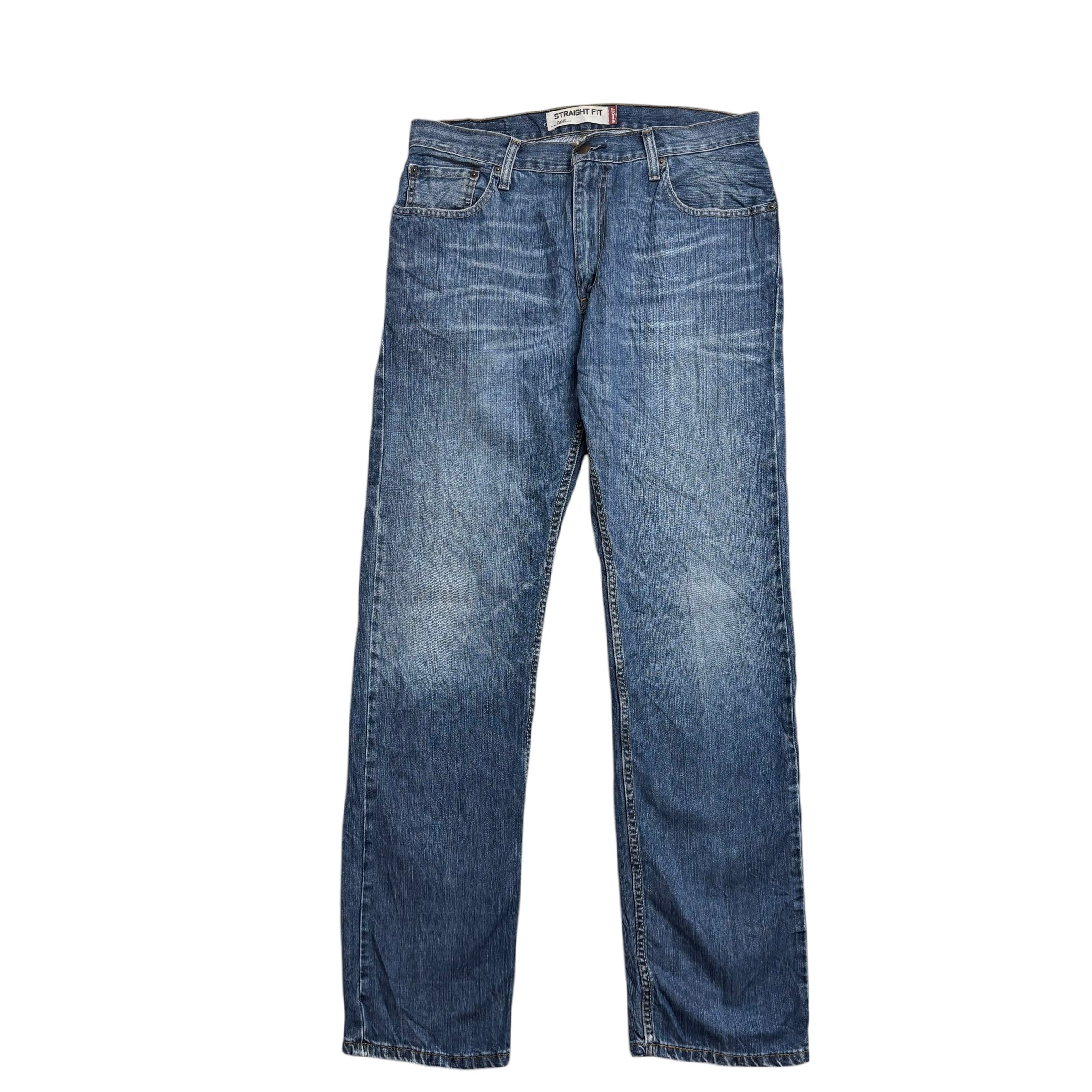Levis 505 Jeans W34 L34 Mens Mid Blue Regular Straight Fit Vintage Denim (E)