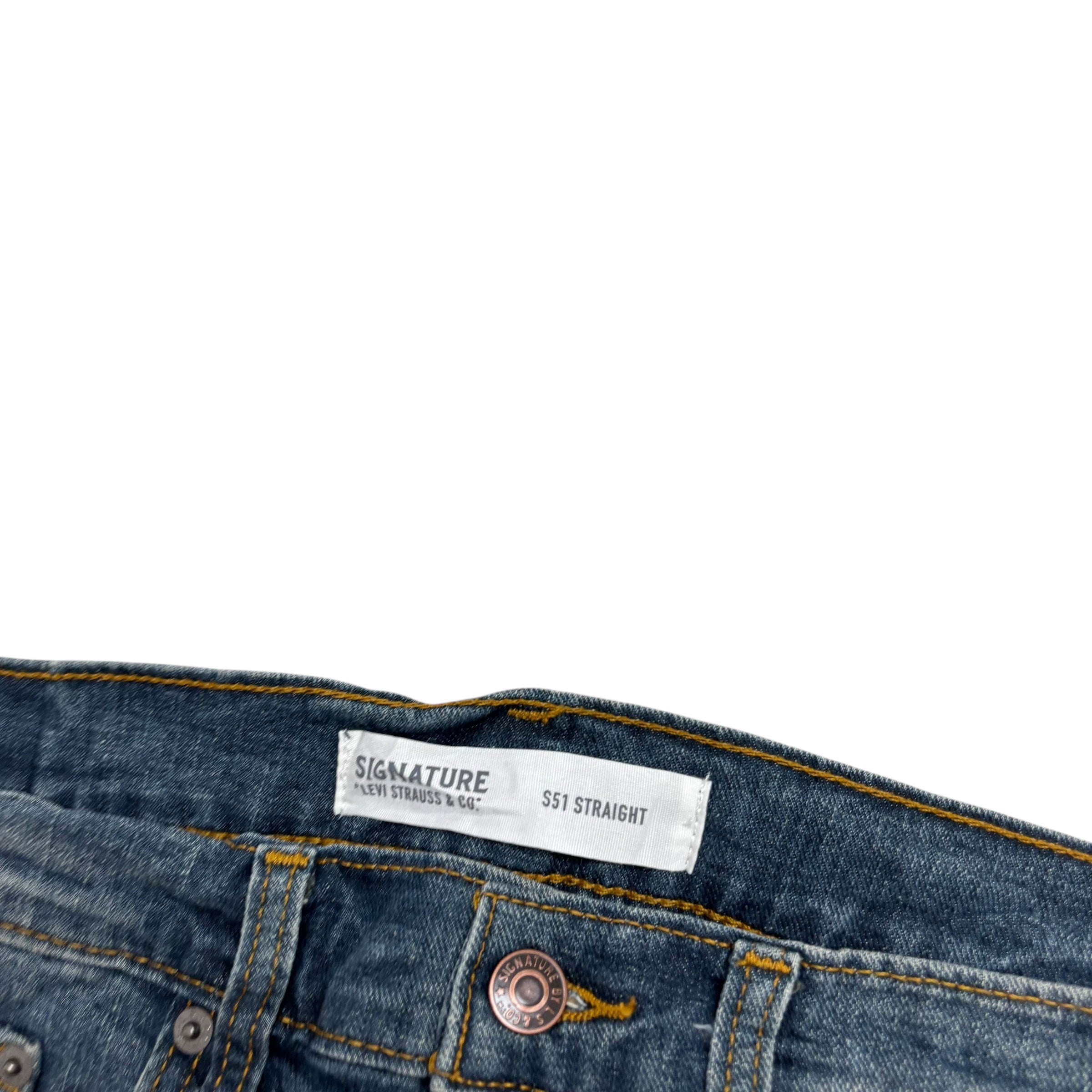 Levis Signature Jeans W32 L32 Mens Dark Blue Regular Straight Stretch Denim (E)
