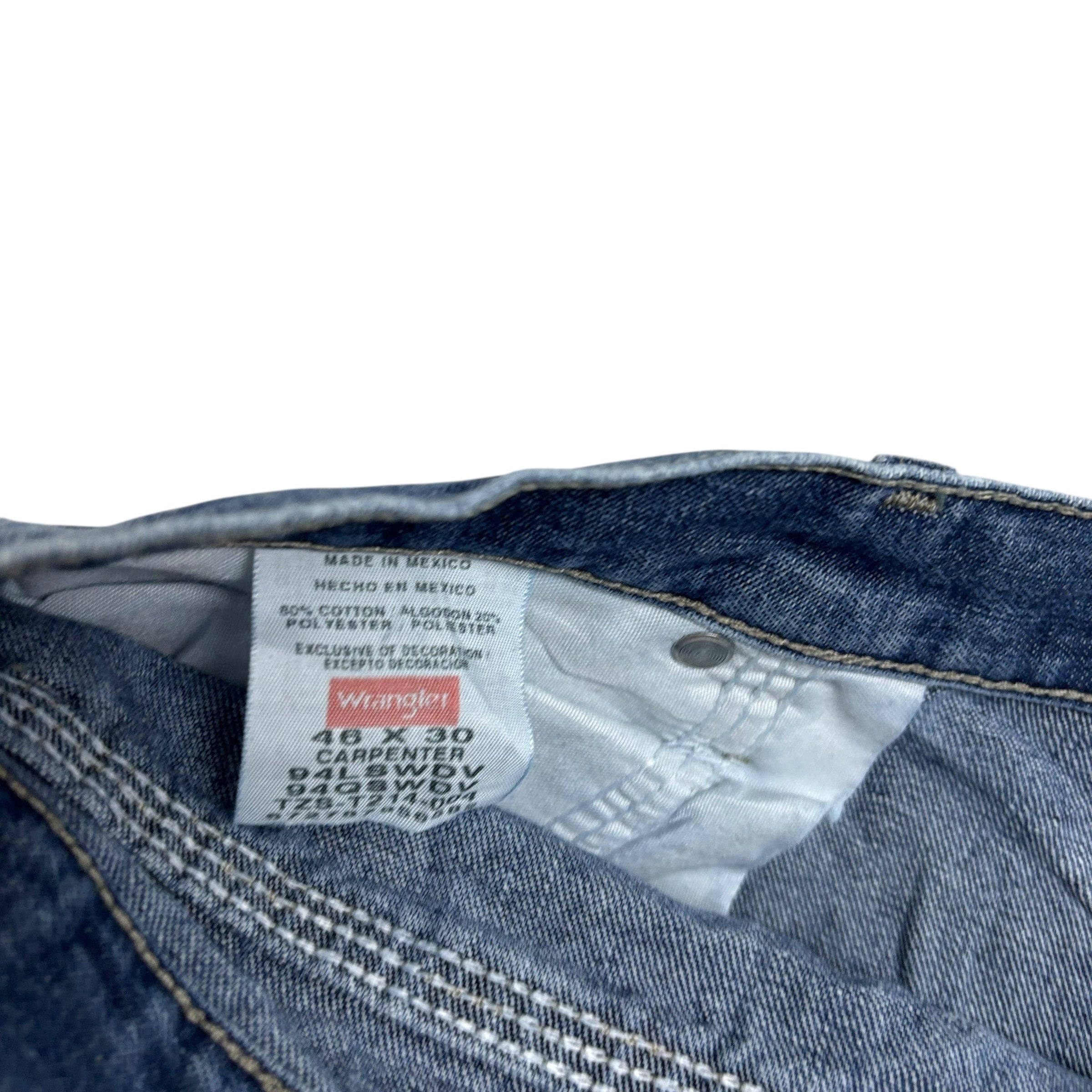 Wrangler Carpenter Jeans W46 L30 Mens Mid Blue Relaxed Straight Fit Denim (E)