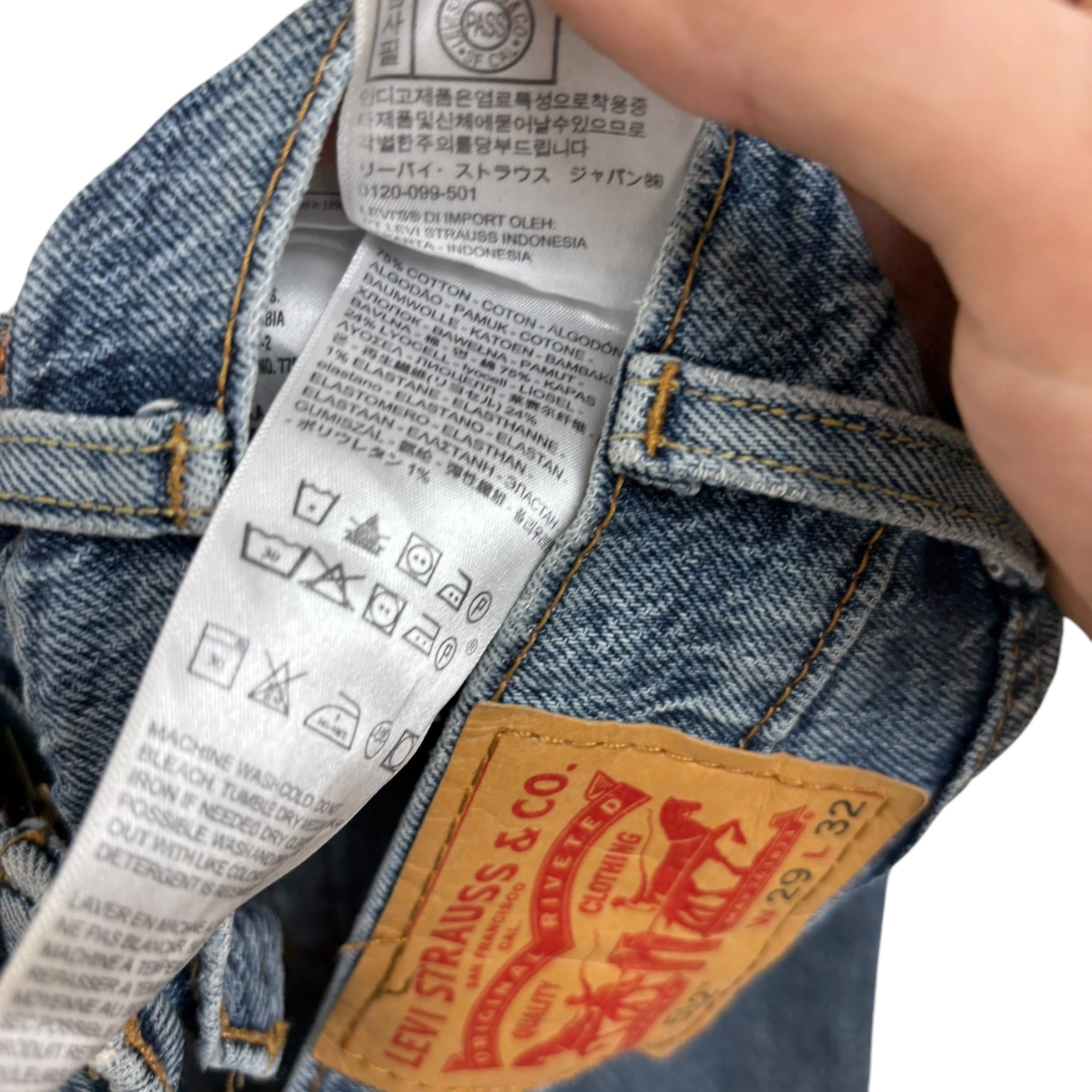 Levis 512 Jeans W29 L32 Mens Mid Blue Slim Taper Fit Distressed Stretch