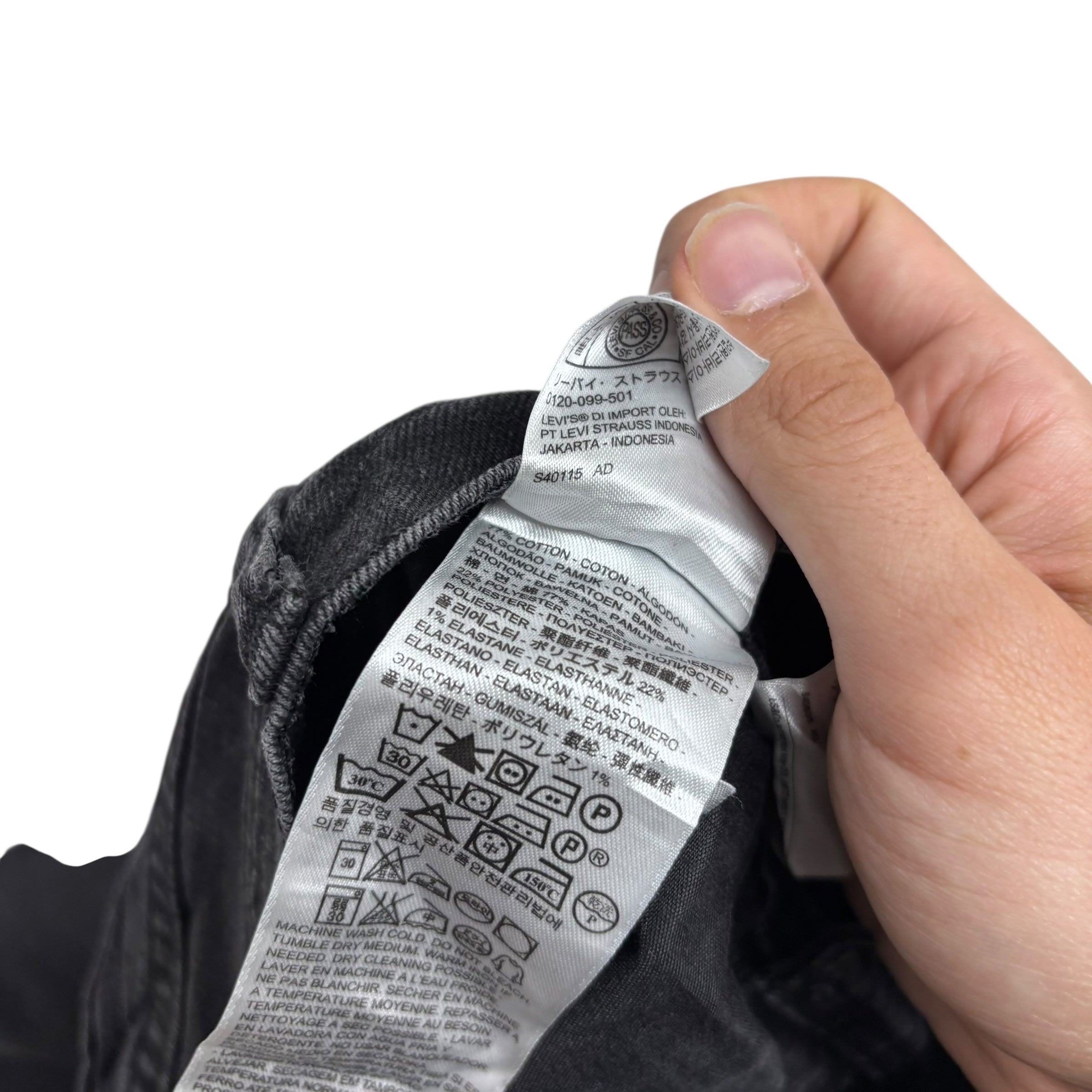 Levis 505 Jeans W29 L30 Womens Regular Straight Fit Black Stretch Denim (E)