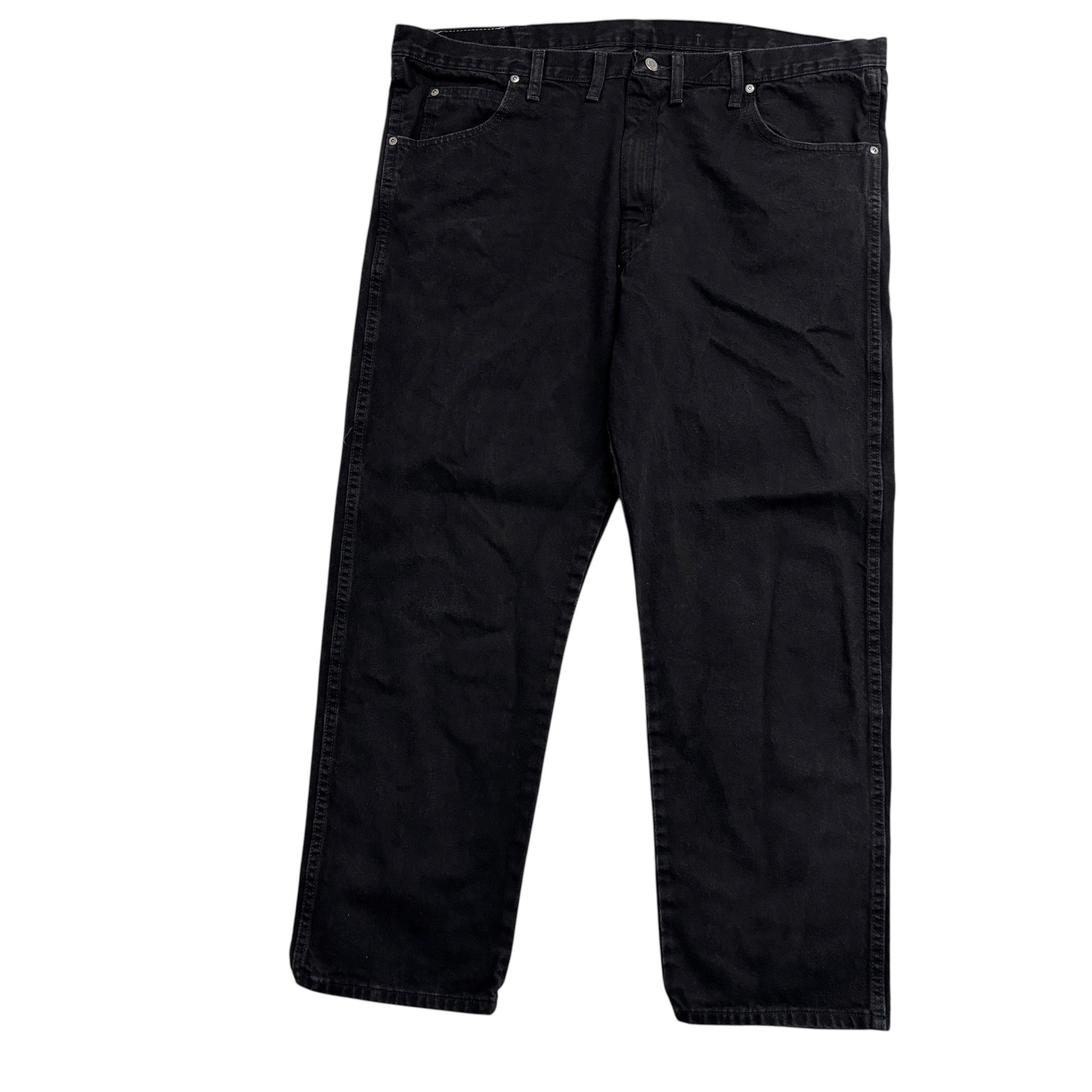 Wrangler Jeans W44 L30 Mens Black Regular Straight Fit Vintage Denim (E)
