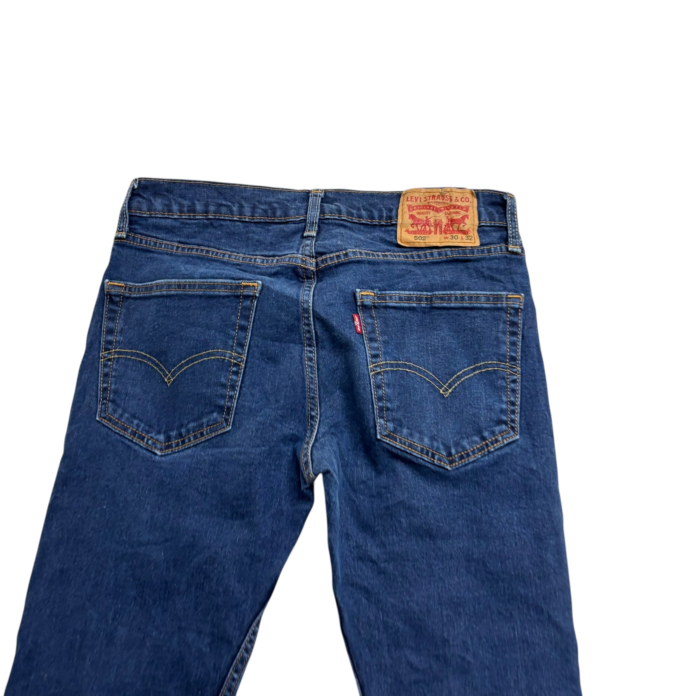 Levis 502 Jeans W30 L31 Mens Dark Blue Regular Tapered Fit Stretch Denim