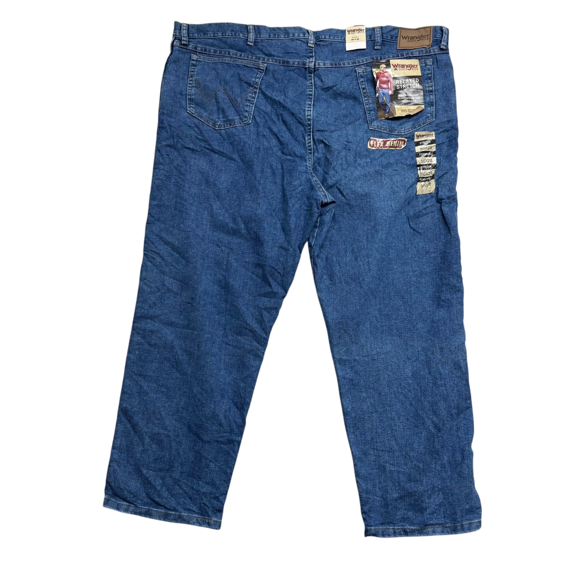Wrangler Jeans W50 L29 Mens Mid Blue Relaxed Straight Fit Vintage Denim (E)