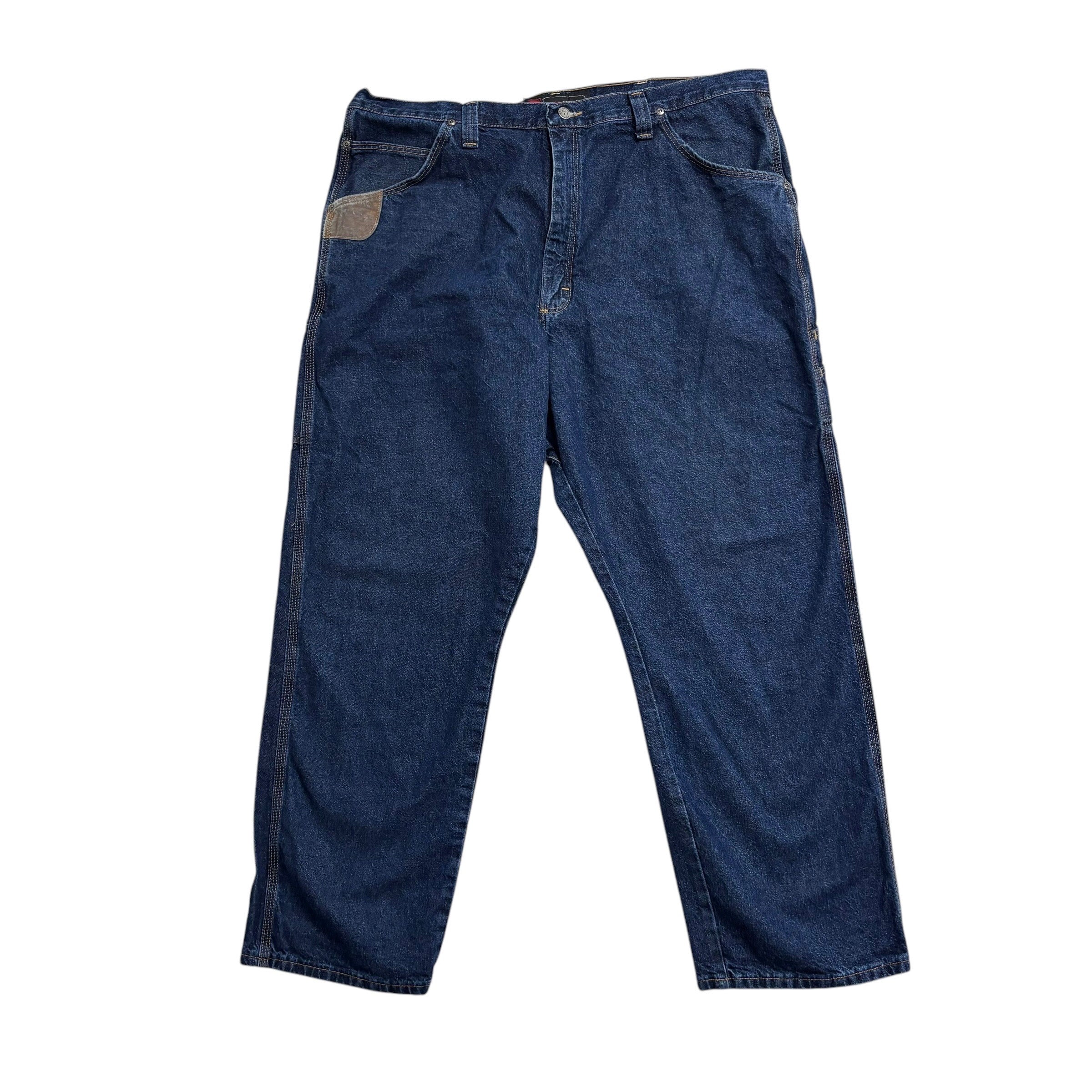 Wrangler Jeans W42 L30 Mens Dark Blue Relaxed Straight Fit Vintage Denim (E)