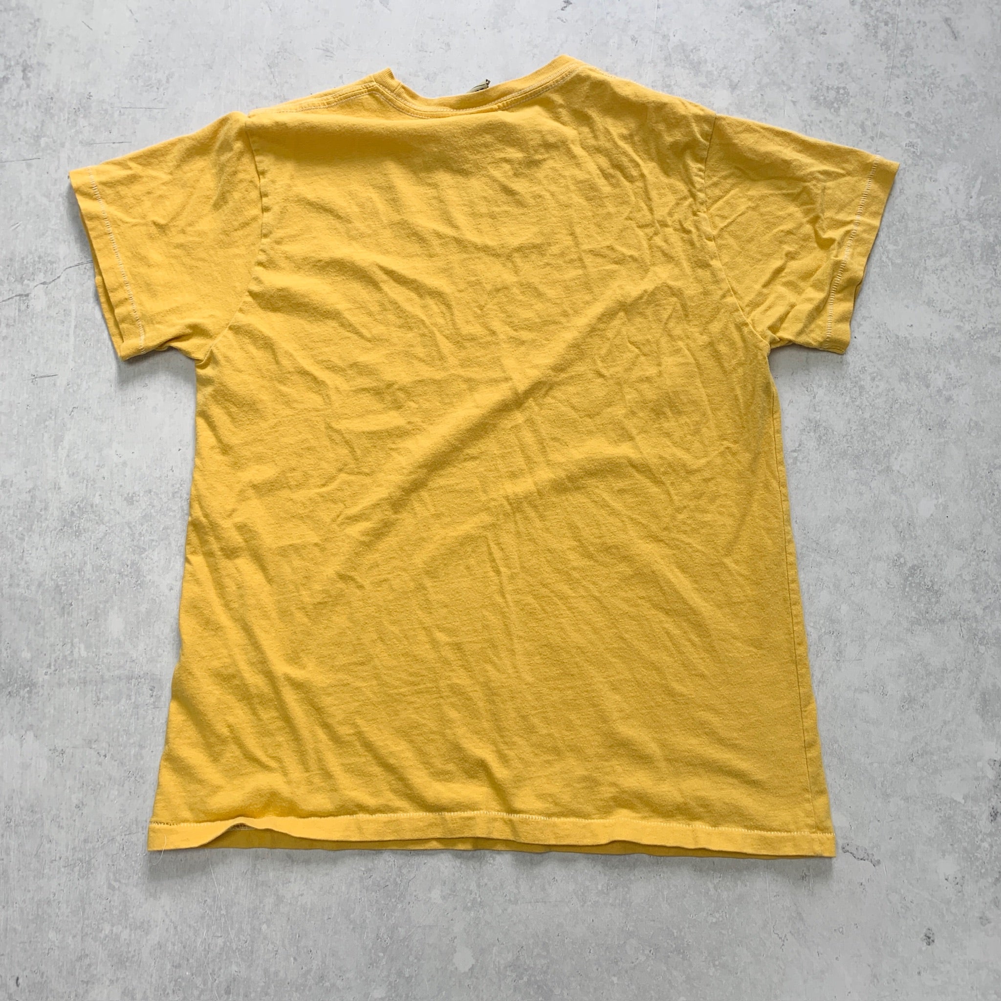 Vintage T Shirt Mens Small Yellow Single Stitch Graphic Print 90s USA College