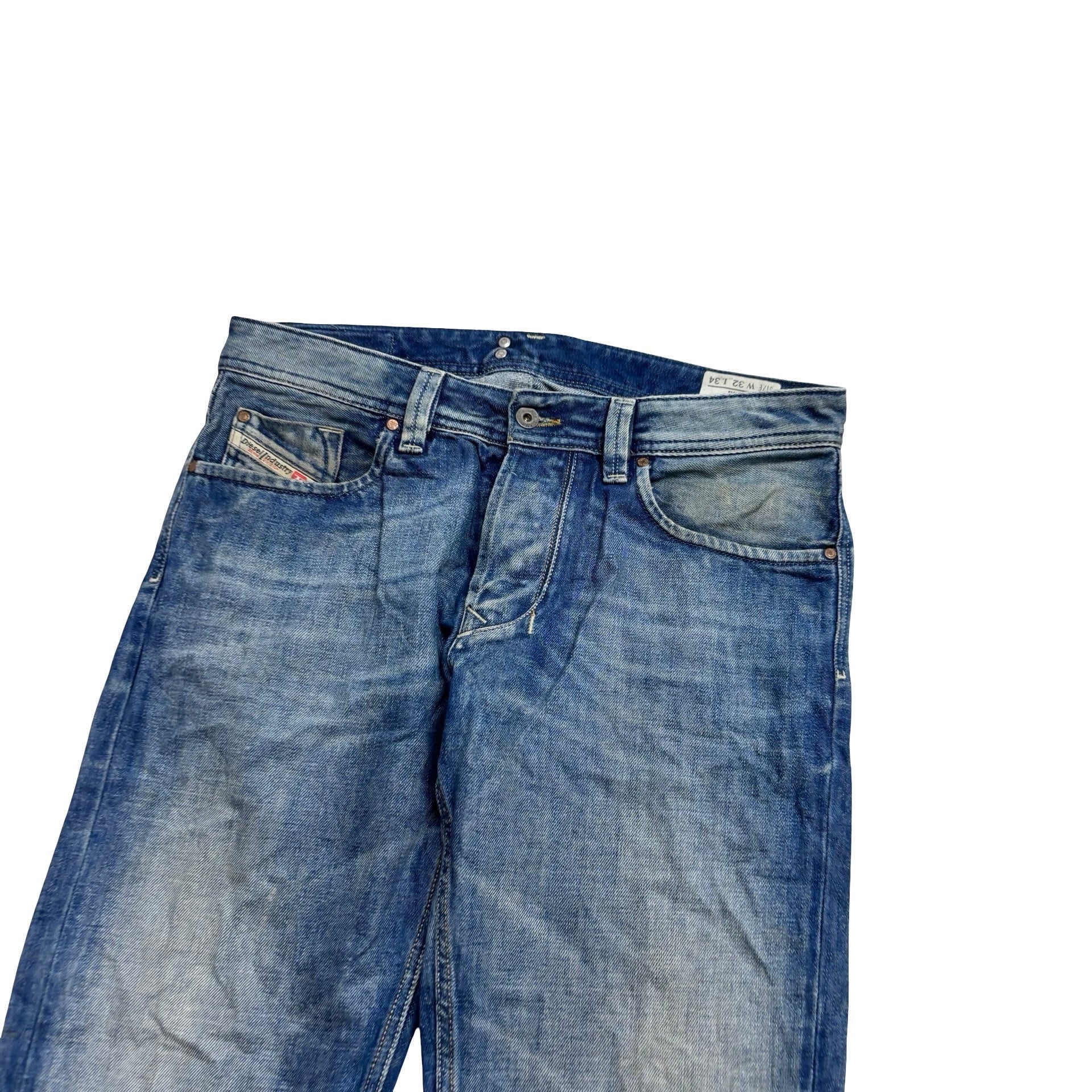 Diesel Larkee Jeans W34 L32 Mens Mid Blue Regular Straight Fit Denim