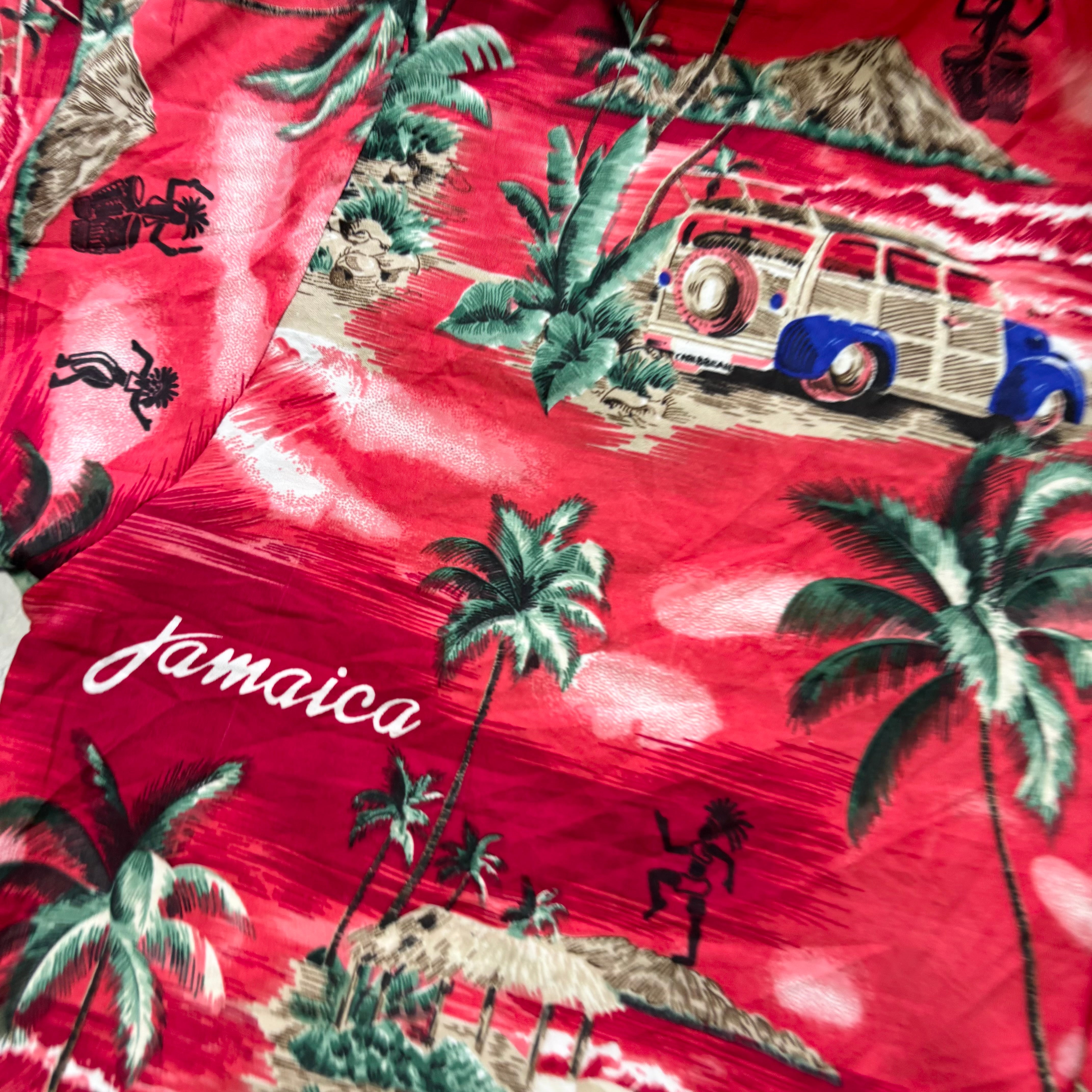 Hawaiian Shirt Mens XL Red Floral Aloha Short Sleeve Lightweight (E)