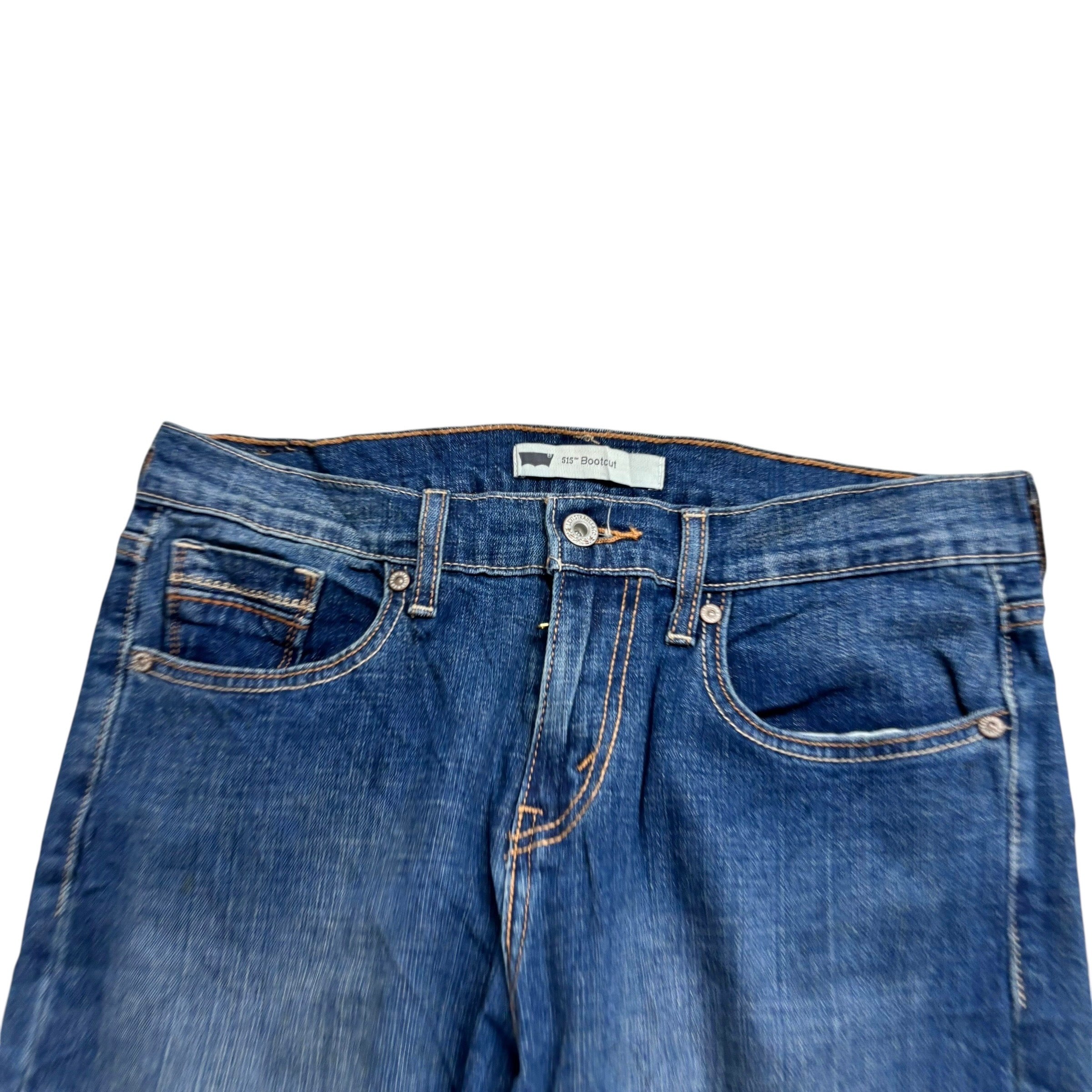 Levis 515 Jeans W29 L32 Womens Regular Bootcut Mid Blue Stretch Denim (E)