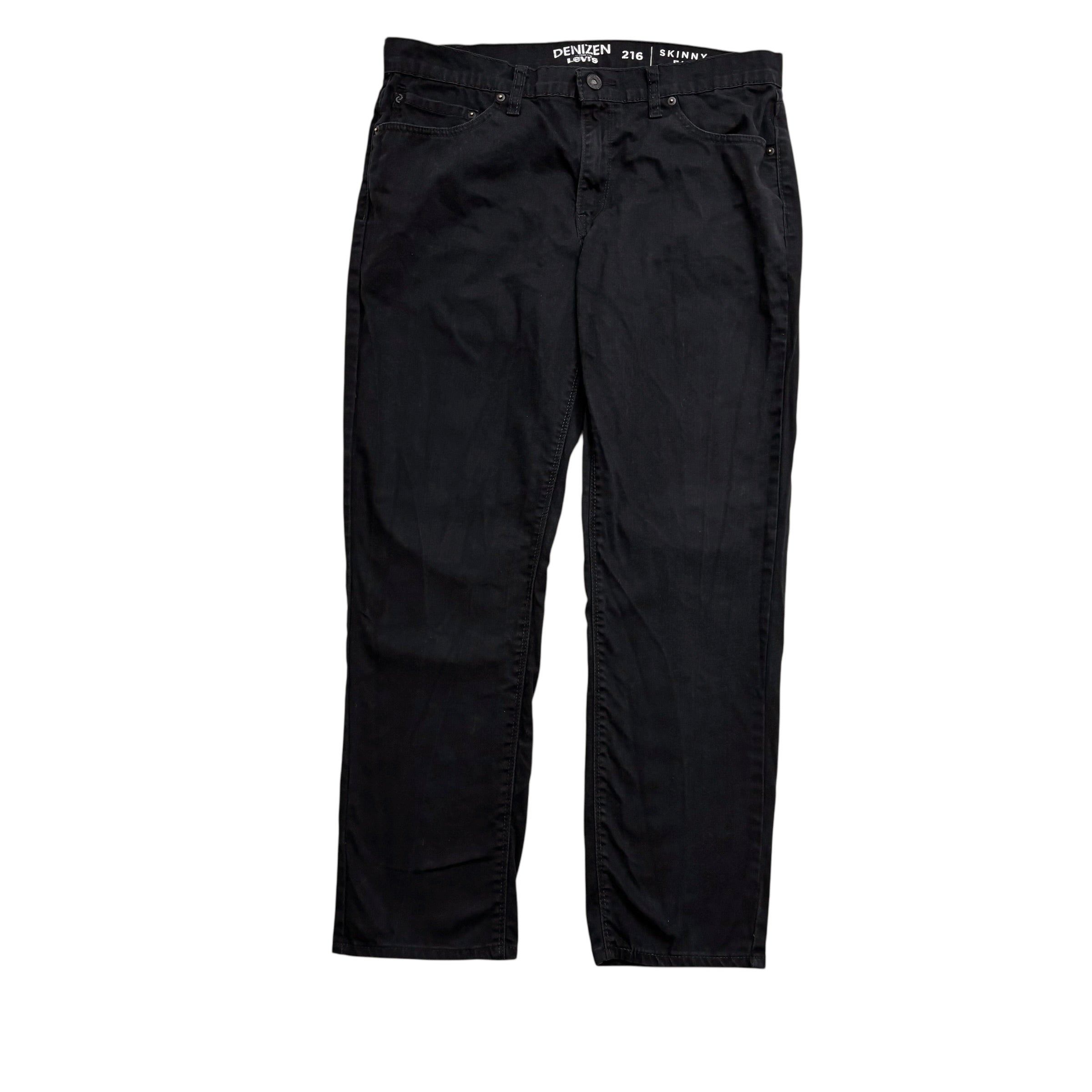 Levis Denizen Trousers W34 L30 Mens Black Slim Fit Stretch Pants (E)