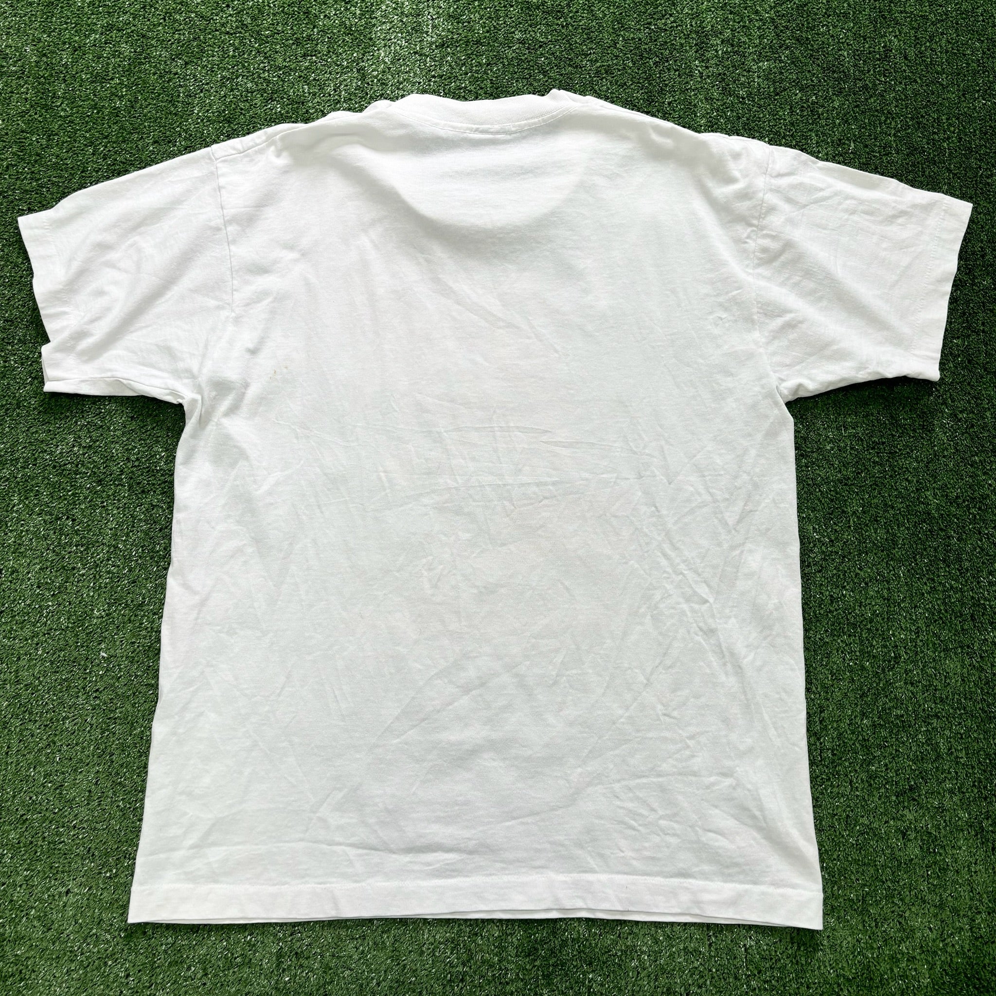 Vintage T Shirt Mens Large White Single Stitch Graphic Print 90s USA Tourist