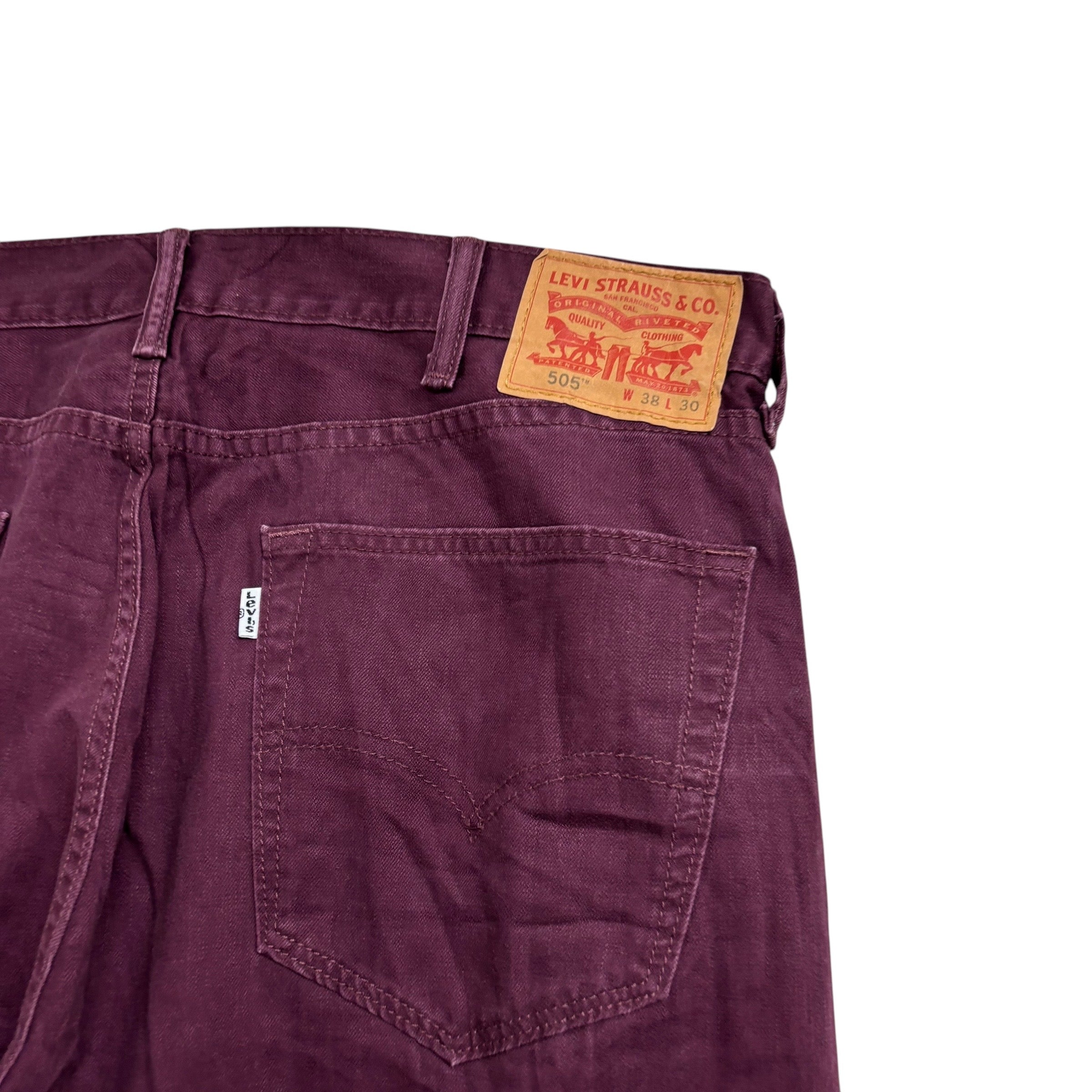 Levis 505 Trousers W38 L30 Mens Purple Regular Straight Fit Cotton Pants (E)