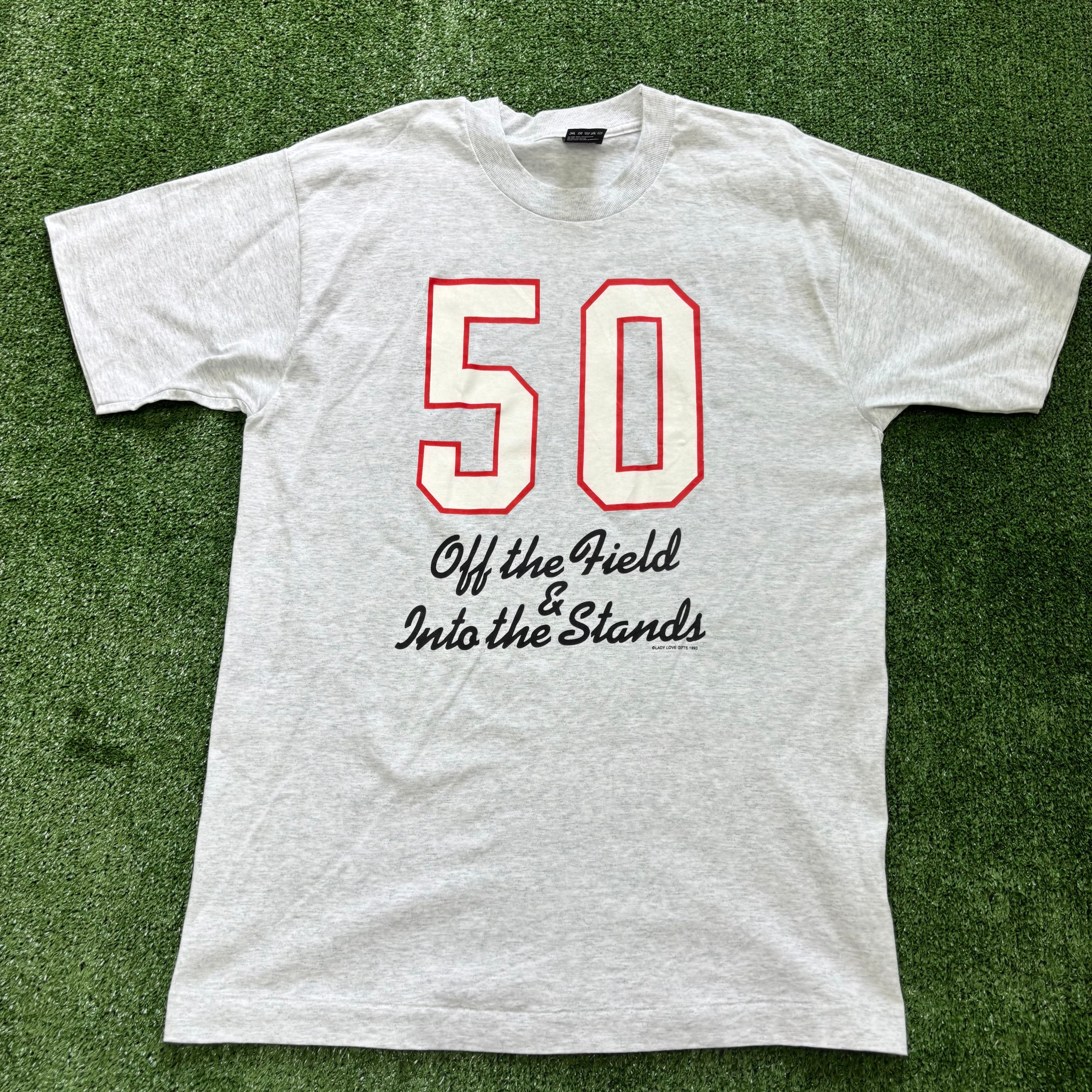 Vintage T Shirt Mens Large Grey Single Stitch Graphic Print 90s USA (E)