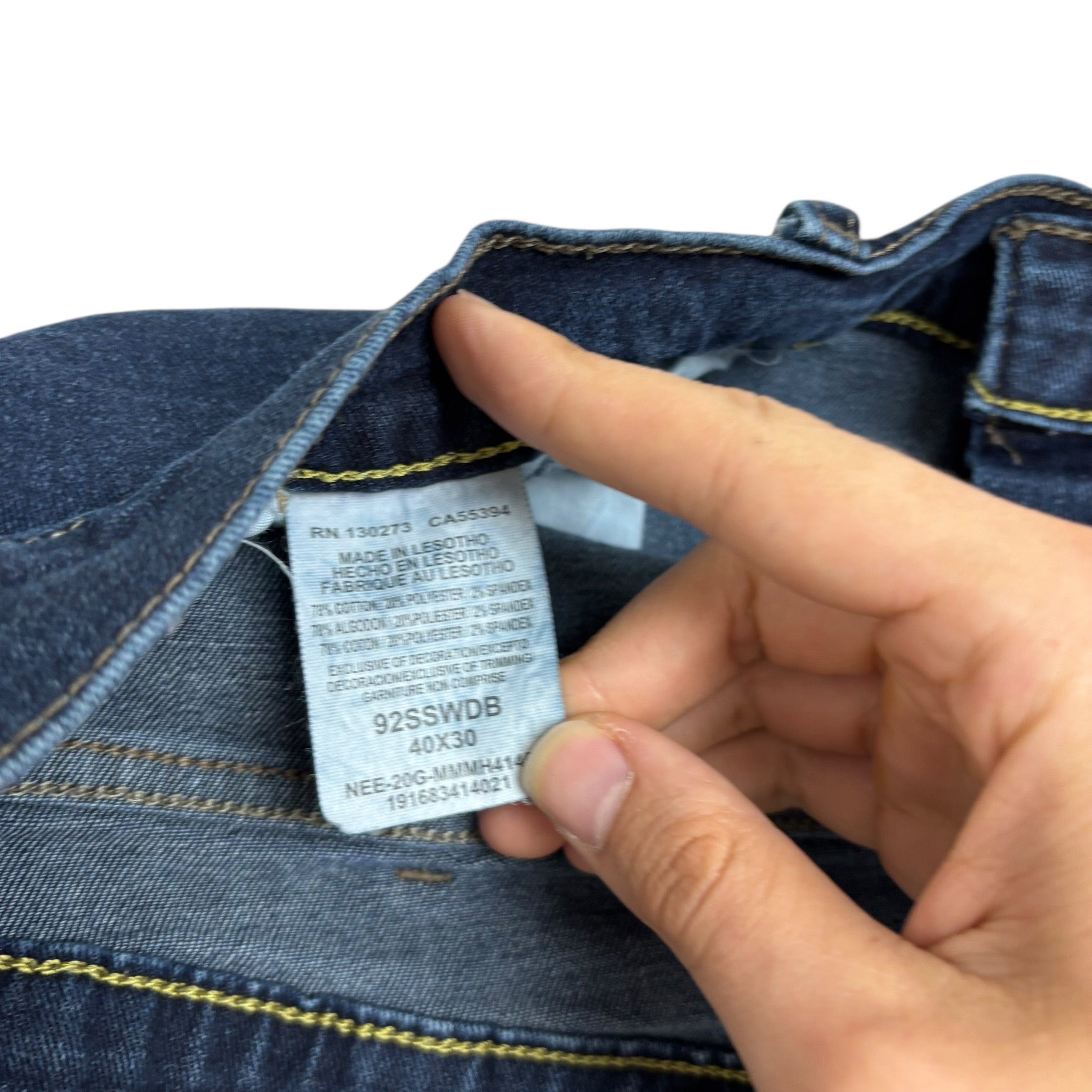 Wrangler Jeans W40 L30 Mens Dark Blue Slim Straight Fit Stretch Denim (E)