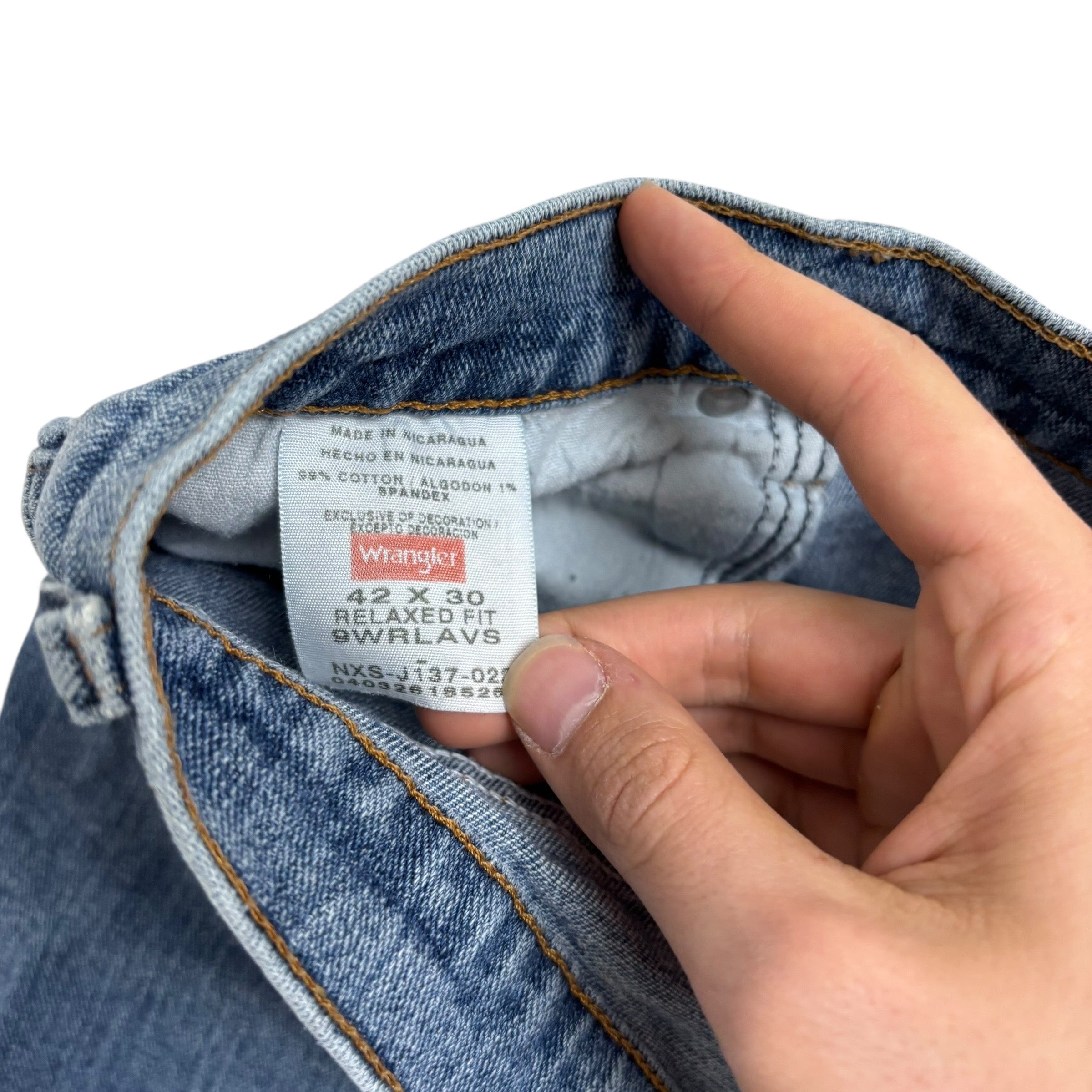 Wrangler Jeans W40 L30 Mens Mid Blue Relaxed Straight Fit Stretch Denim