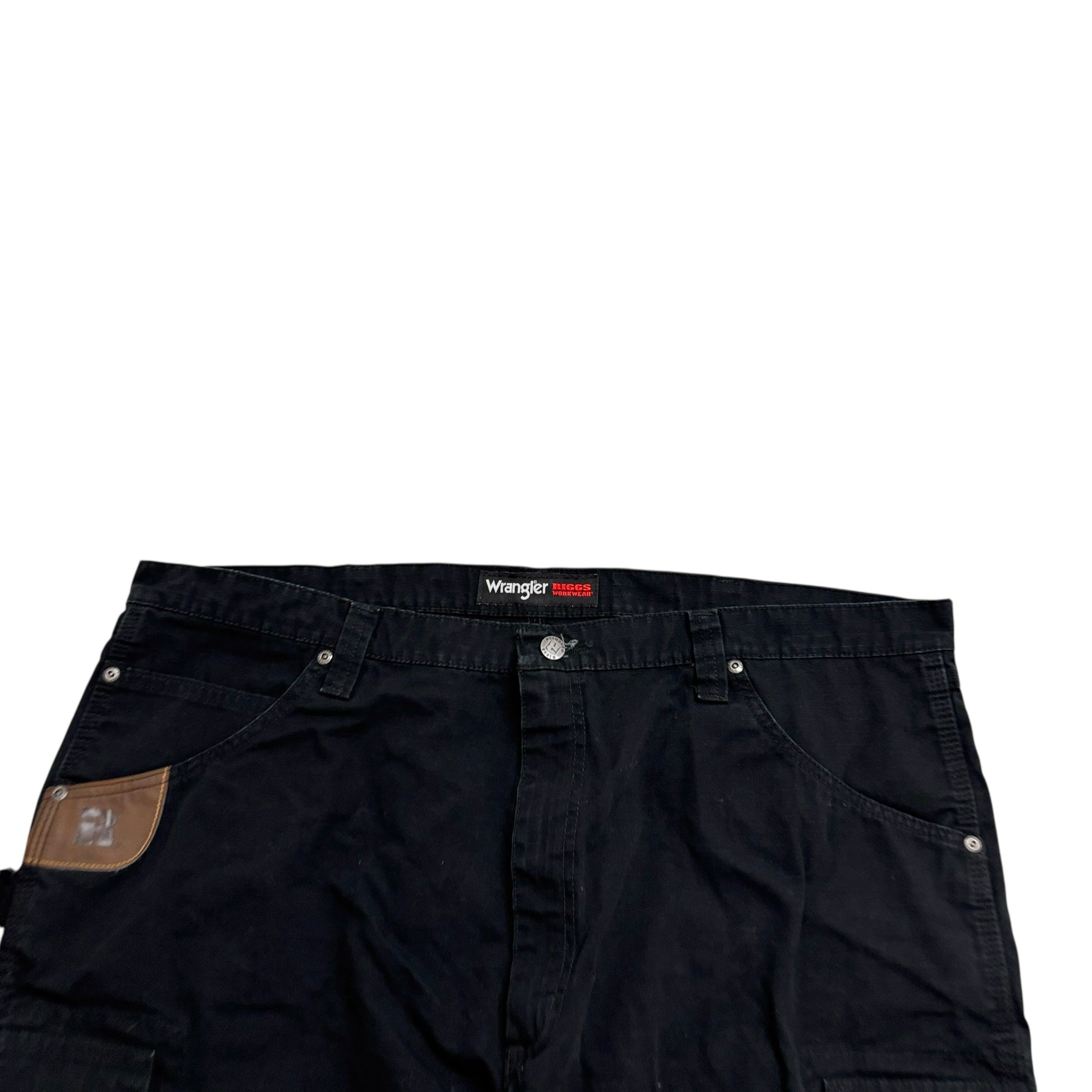 Wrangler Carpenter Pants W42 L30 Mens Black Relaxed Straight Cargo Trousers (E)