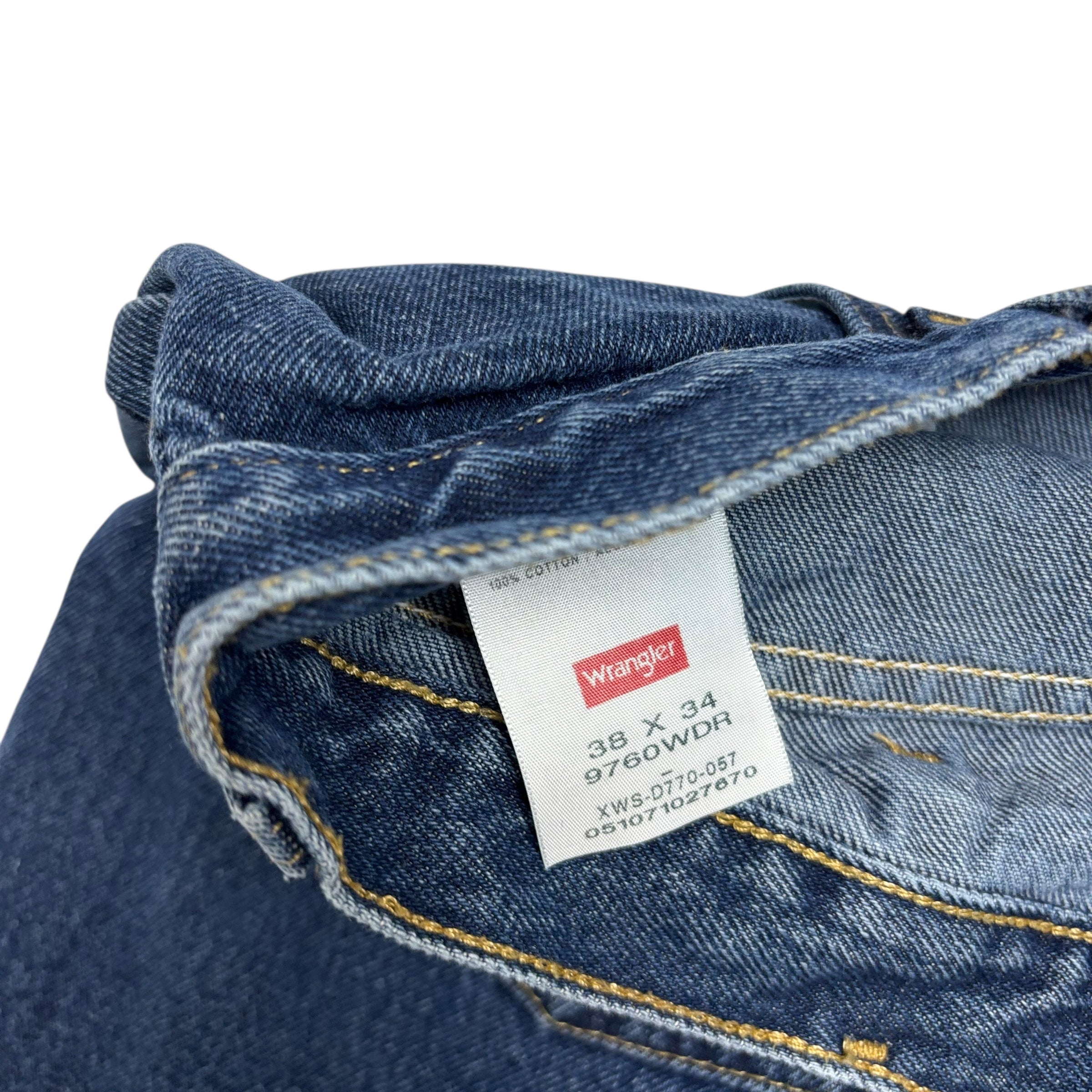 Wrangler Jeans W38 L34 Mens Dark Blue Relaxed Straight Fit Denim (E)