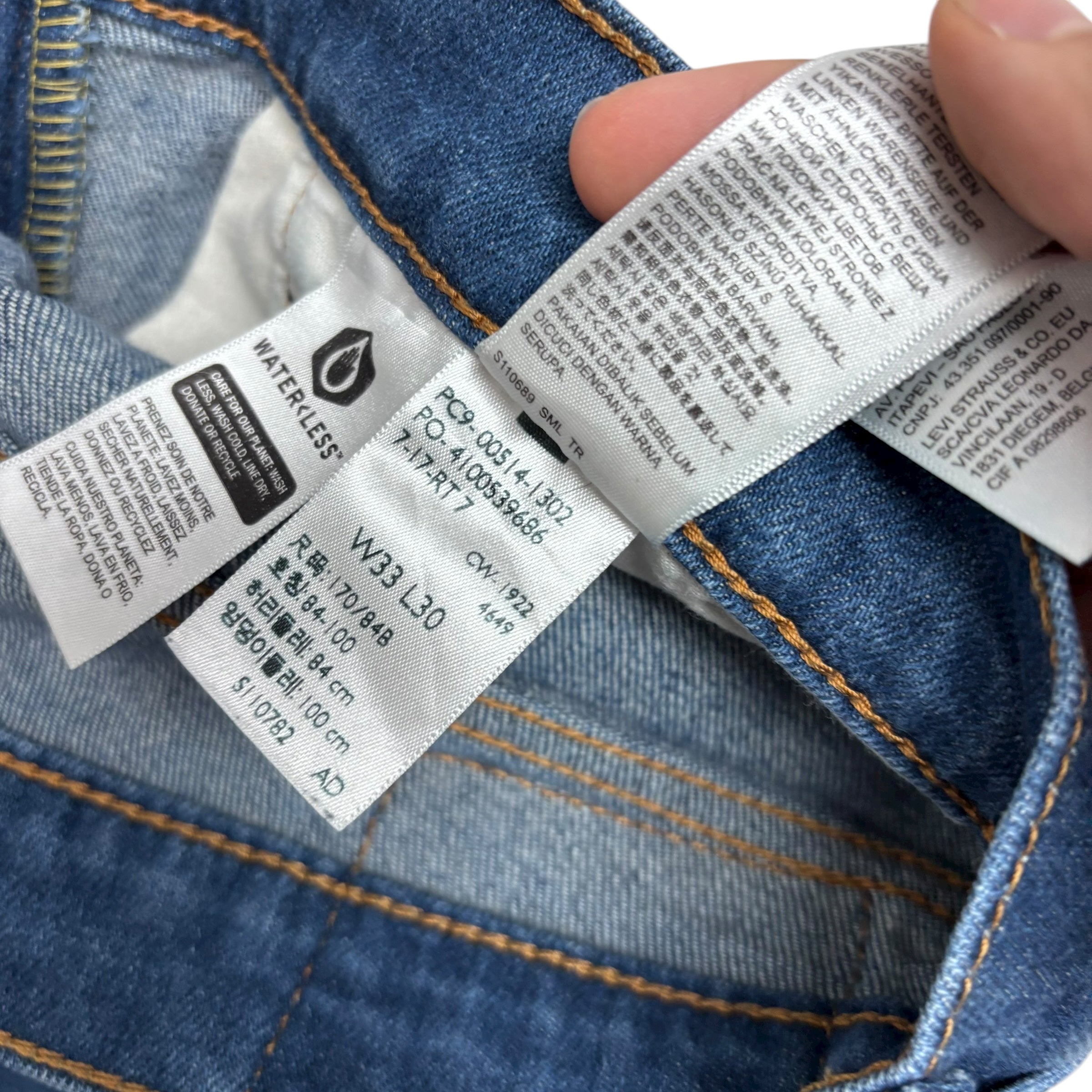 Levis 514 Jeans W33 L29 Mens Mid Blue Regular Straight Fit Stretch Denim (F)