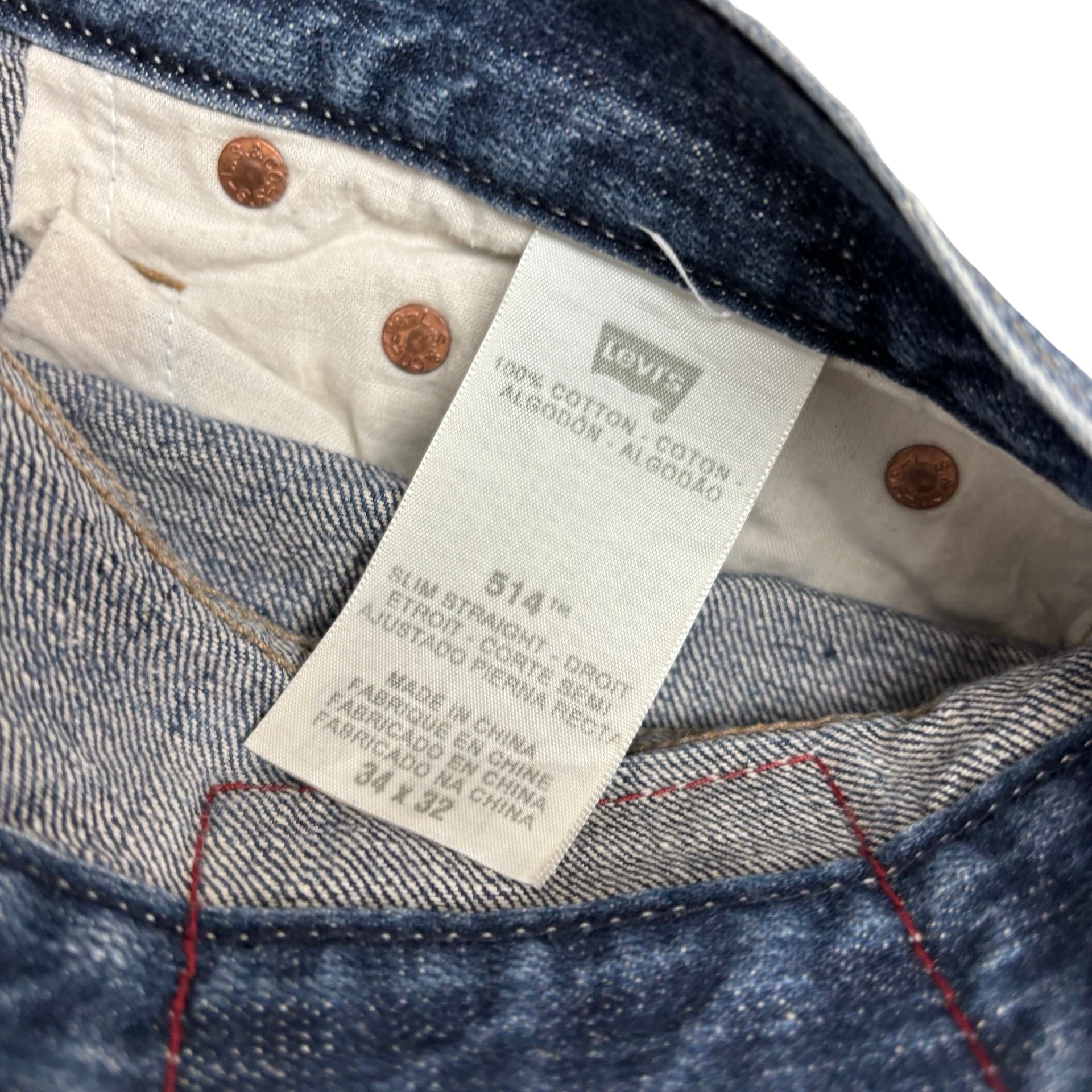 Levis 514 Jeans W34 L32 Mens Mid Blue Regular Straight Fit Vintage Denim (F)