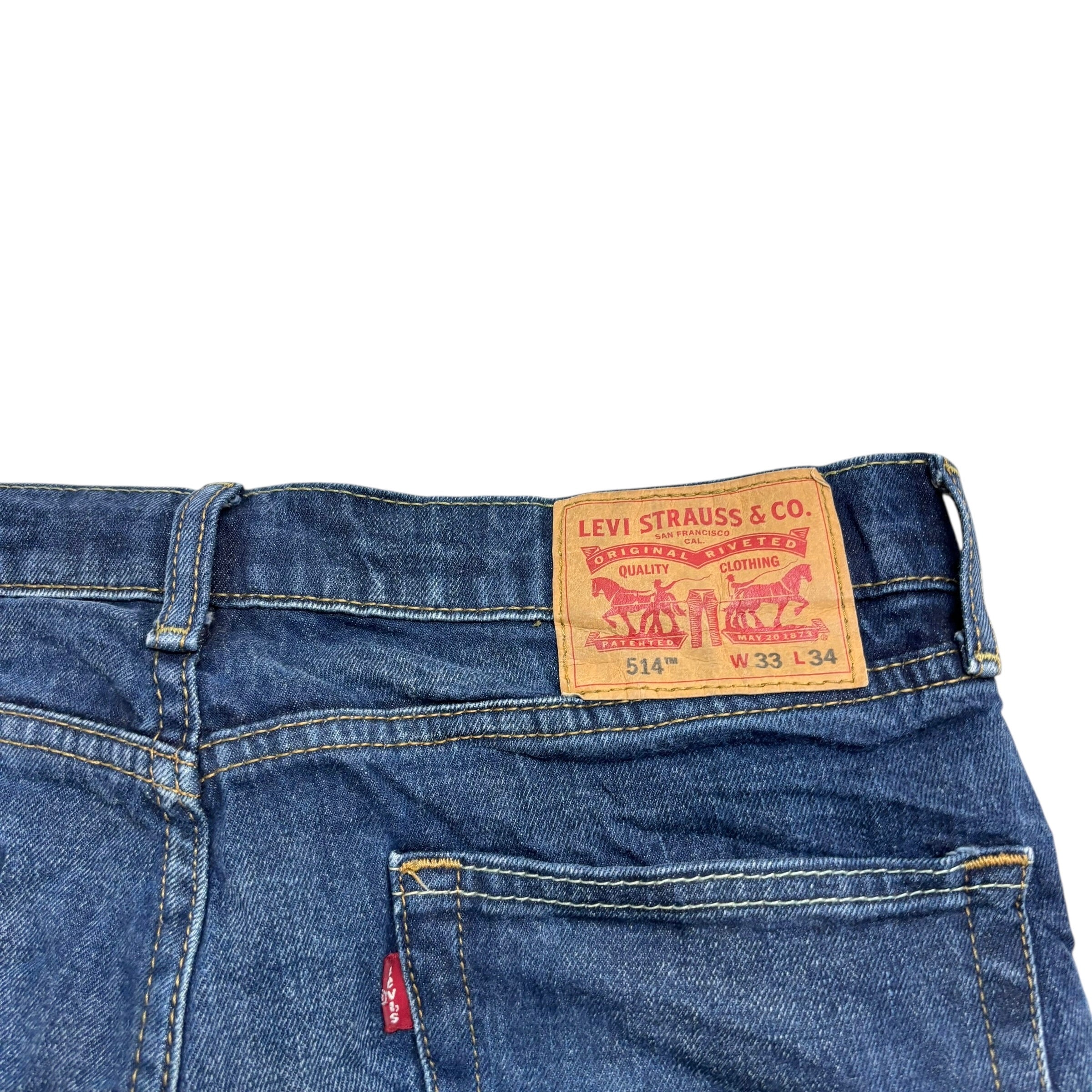 Levis 514 Jeans W33 L34 Mens Dark Blue Regular Straight Fit Denim (E)