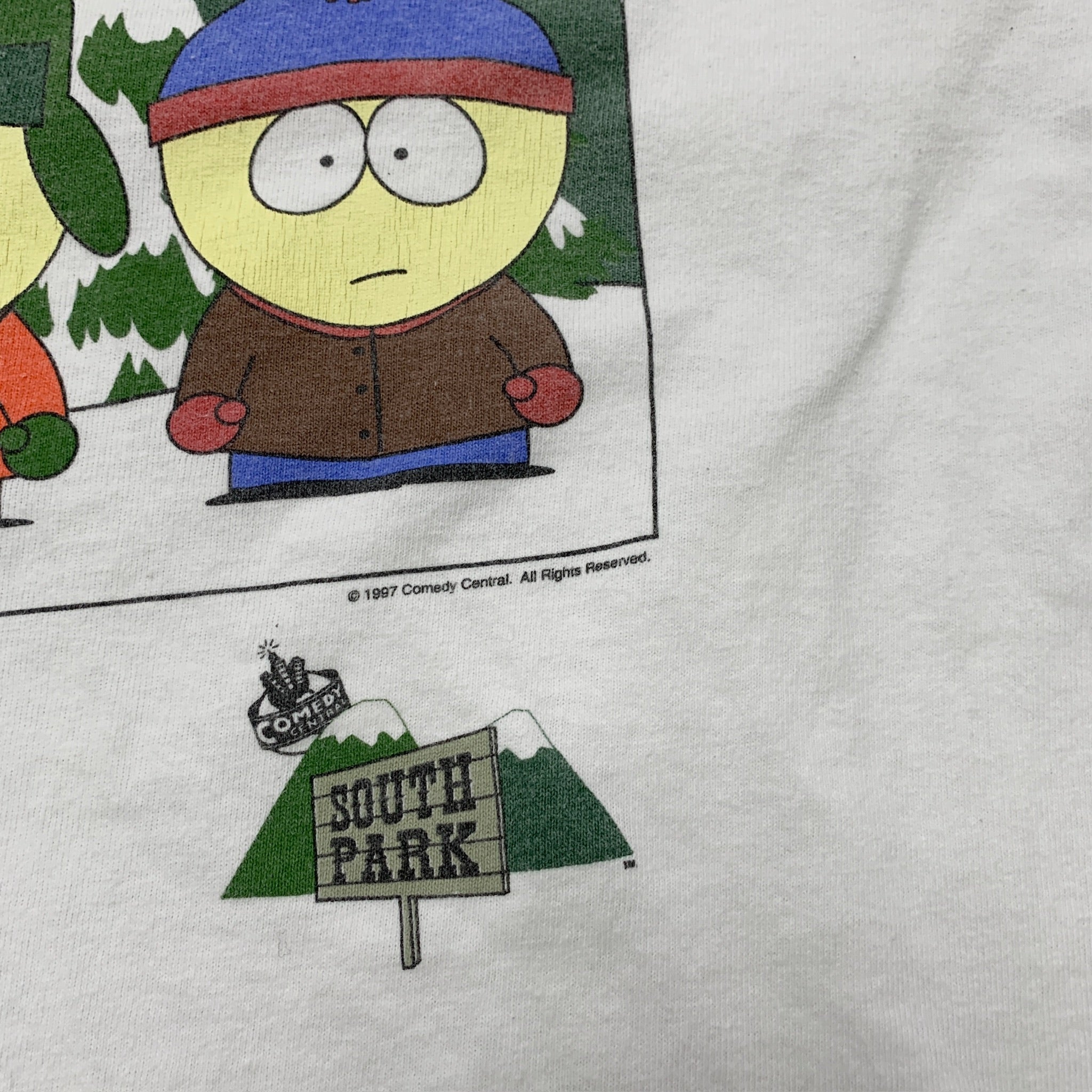 Vintage T Shirt Mens Large White Graphic Print 90s South Park Film TV Promo