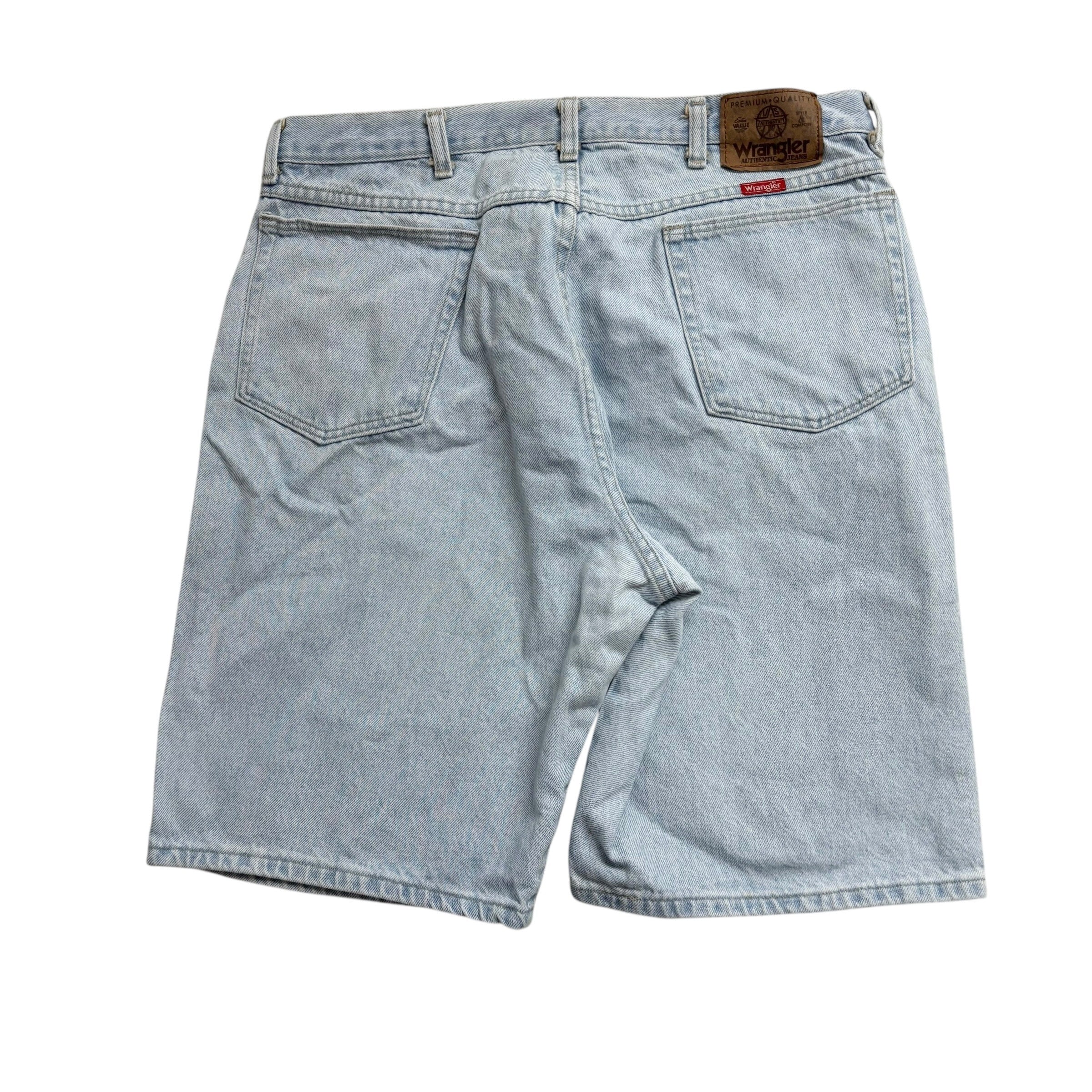Vintage Wrangler Baggy Jorts W36 Mens Denim Shorts Light Blue Relaxed Fit