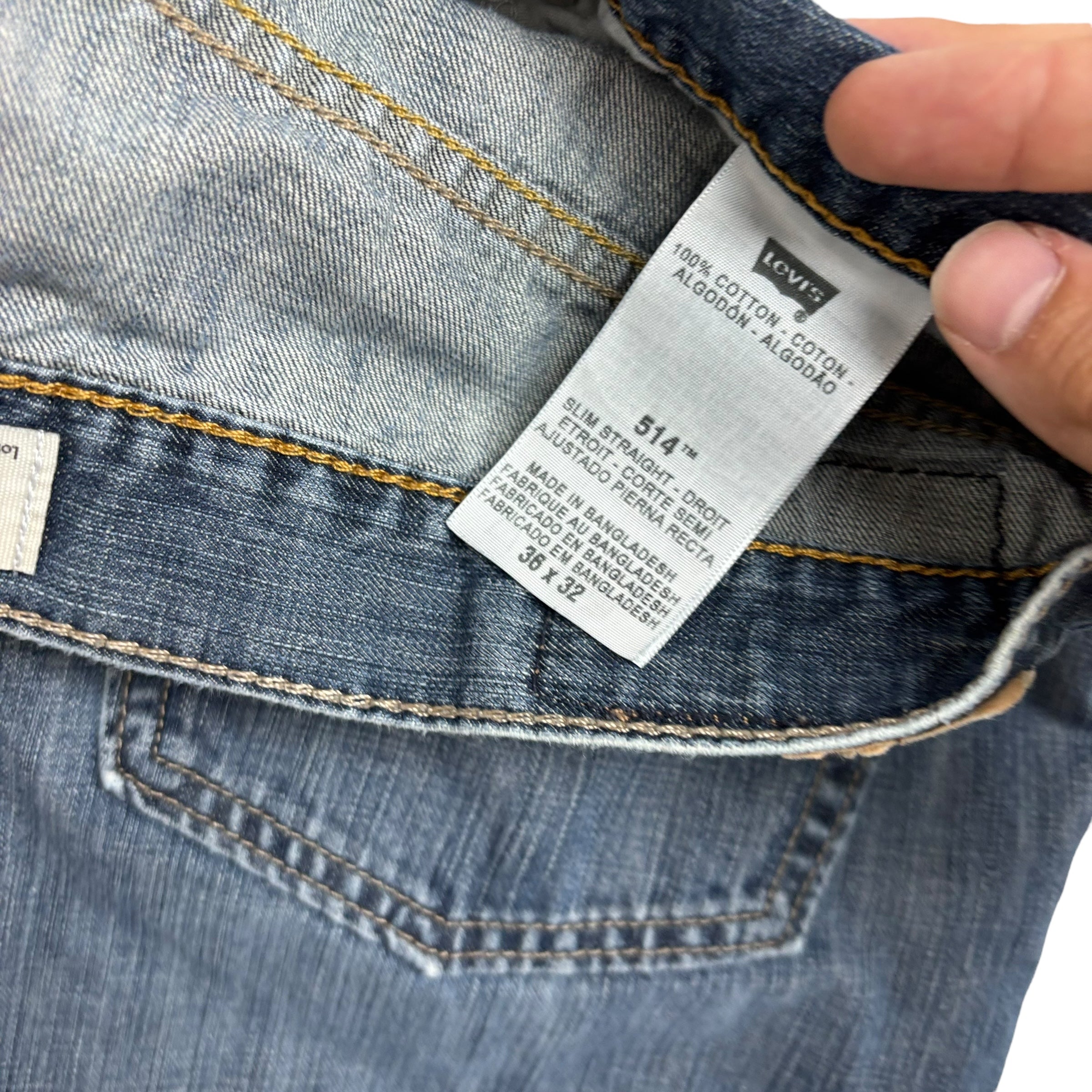 Levis 514 Jeans W36 L32 Mens Dark Blue Regular Straight Fit Vintage Denim