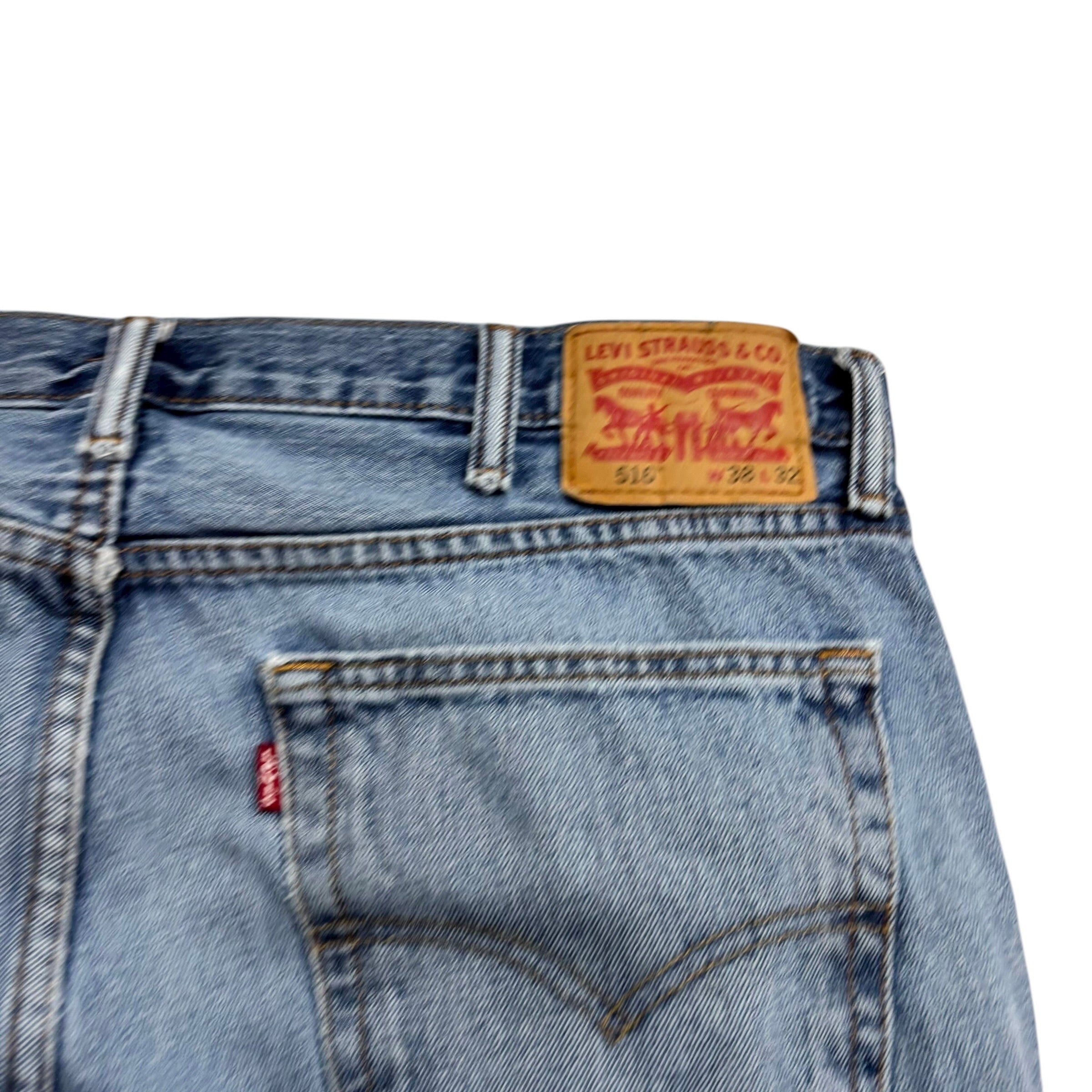 Levis 516 Jeans W38 L32 Mens Mid Blue Slim Straight Fit Denim (F)