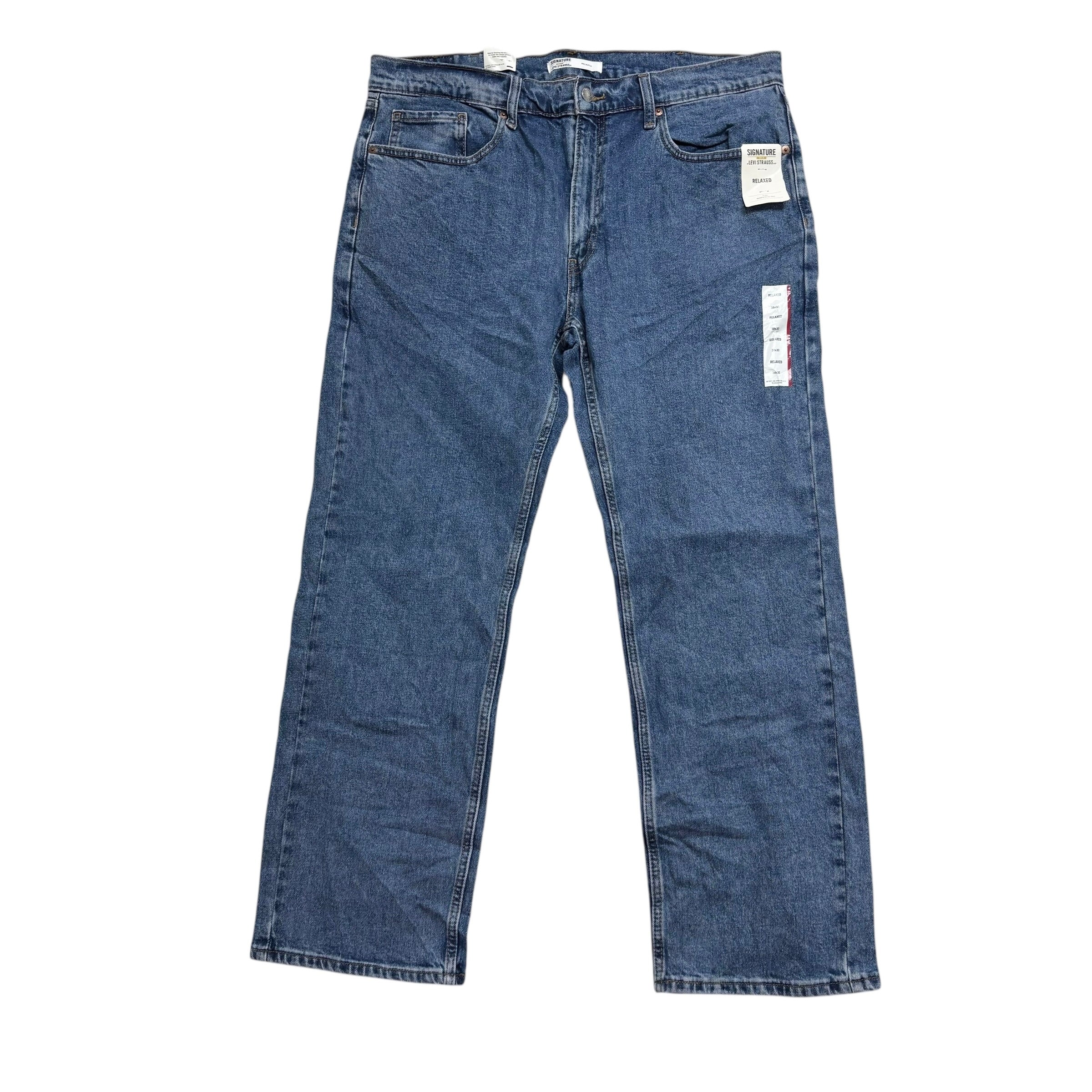 Levis Signature Jeans W38 L30 Mens Mid Blue Baggy Relaxed Fit Stretch (E)