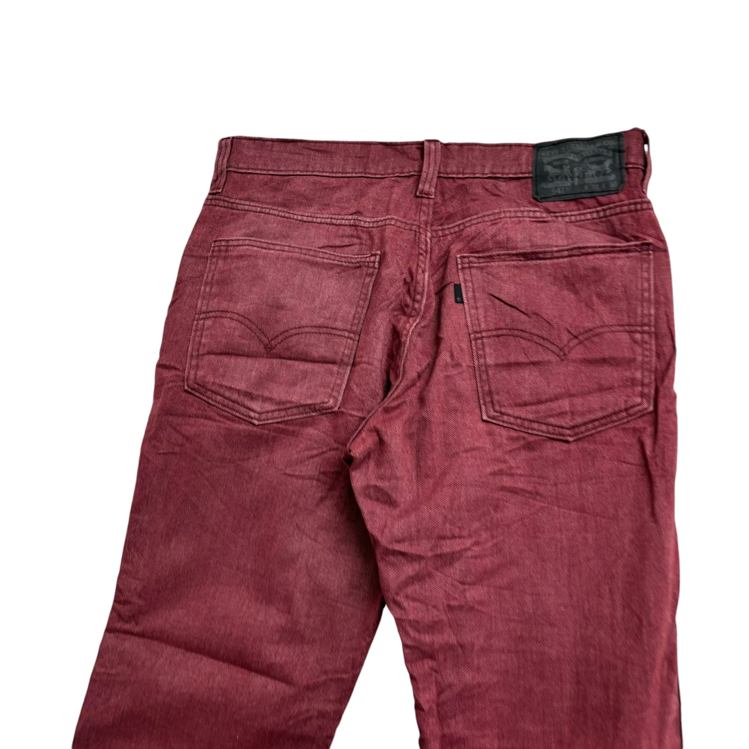 Levis 541 Trousers W31 L29 Mens Burgundy Red Athletic Tapered Fit Cotton Pants