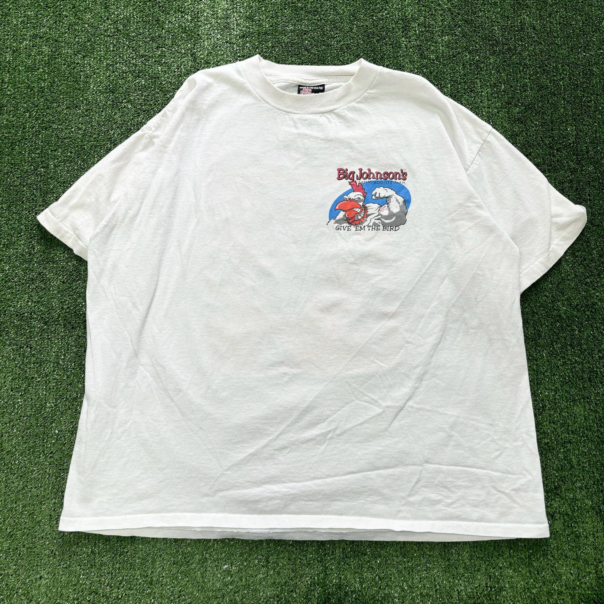 Vintage T Shirt Mens Large White Single Stitch Graphic Print 90s Big Johnson