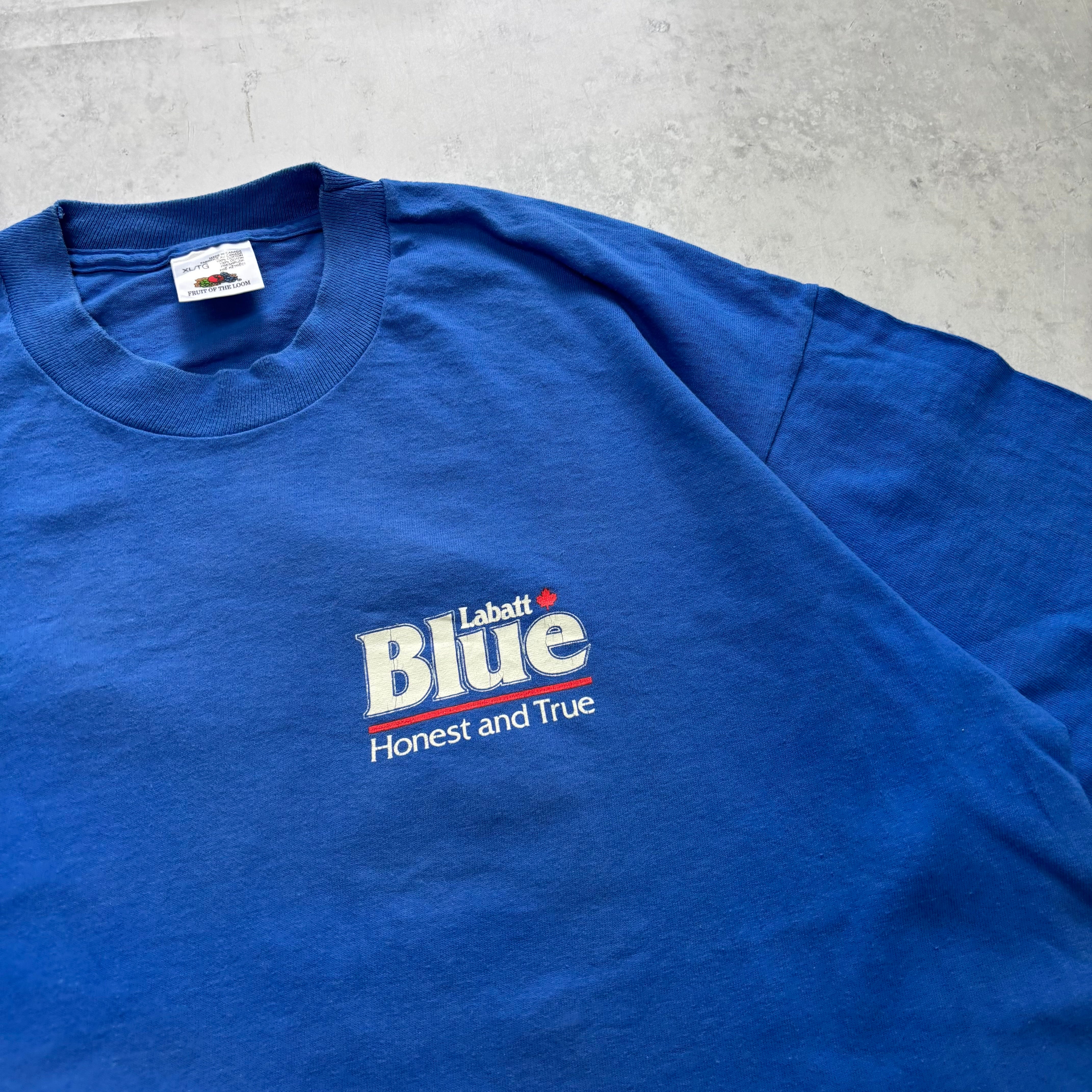 Vintage T Shirt Mens XL Blue Single Stitch Graphic Print 90s USA Beer (E)