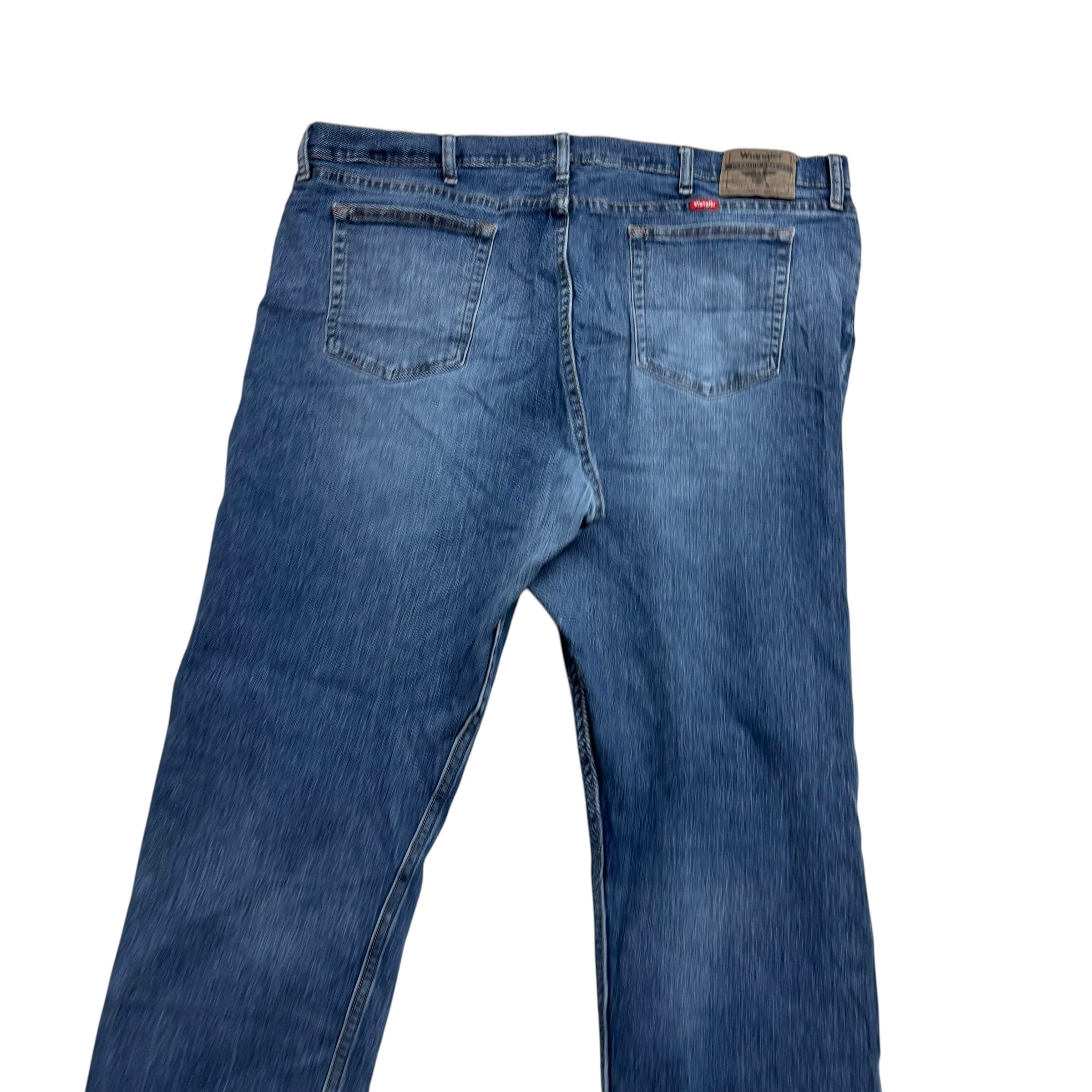 Wrangler Jeans W42 L30 Mens Mid Blue Relaxed Straight Fit Stretch Denim (E)