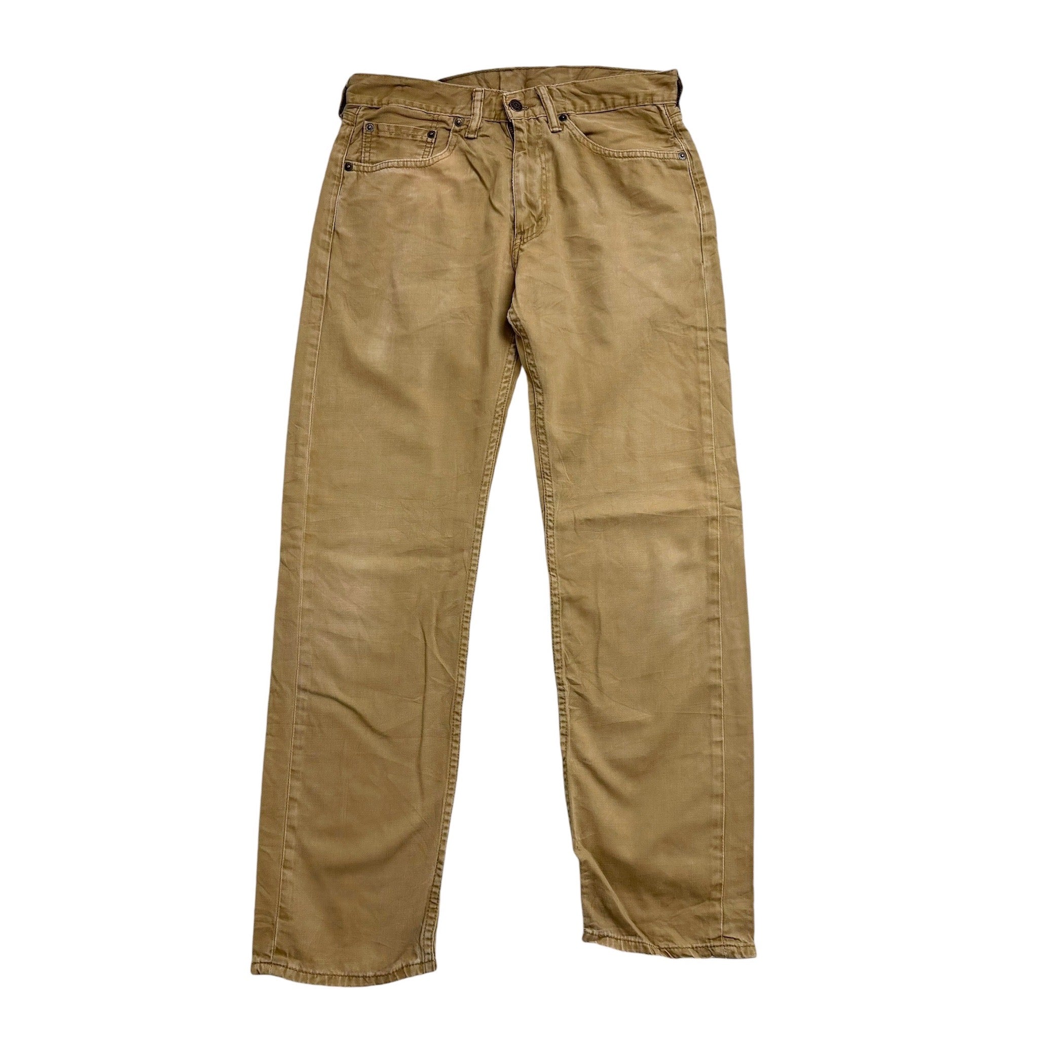 Levis 505 Trousers W31 L32 Mens Beige Tan Regular Straight Fit Cotton Pants