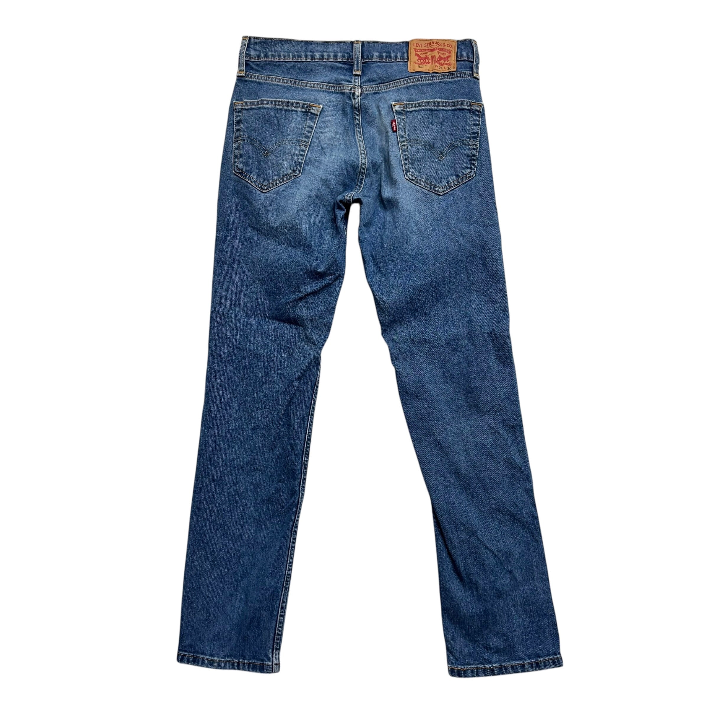 Levis 511 Jeans W29 L30 Mens Mid Blue Slim Fit Stretch Denim (E)