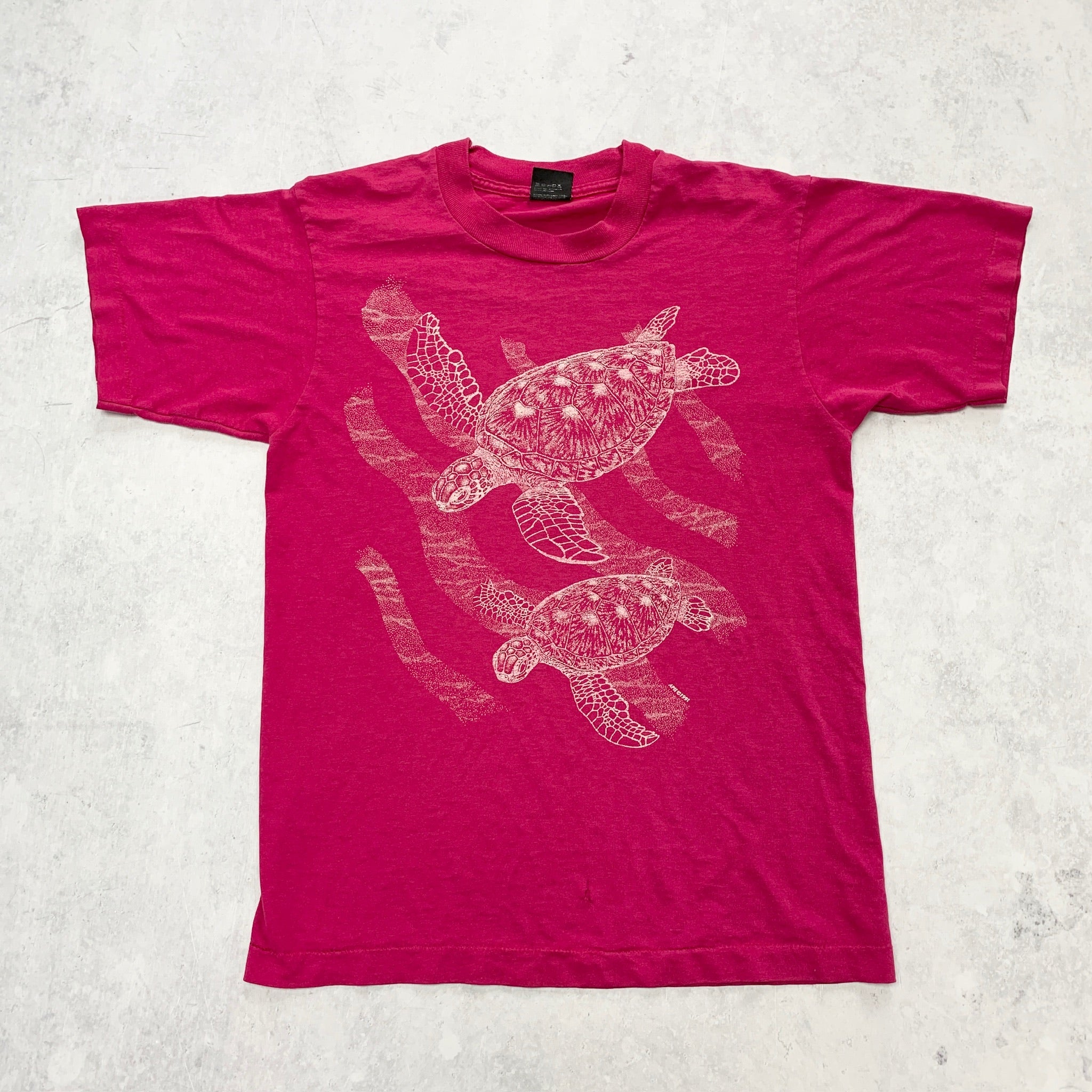 Vintage T Shirt Mens Small Pink Single Stitch Graphic Print 90s USA Turtles